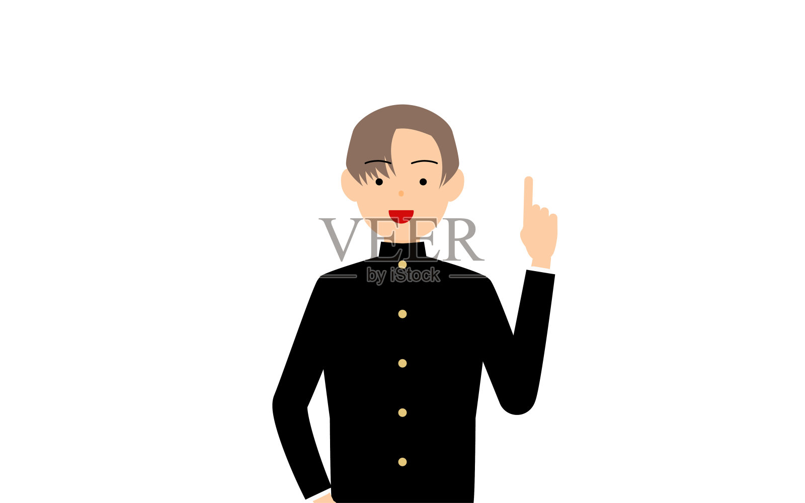 男孩穿着校服，摆出一副勇敢的姿势插画图片素材