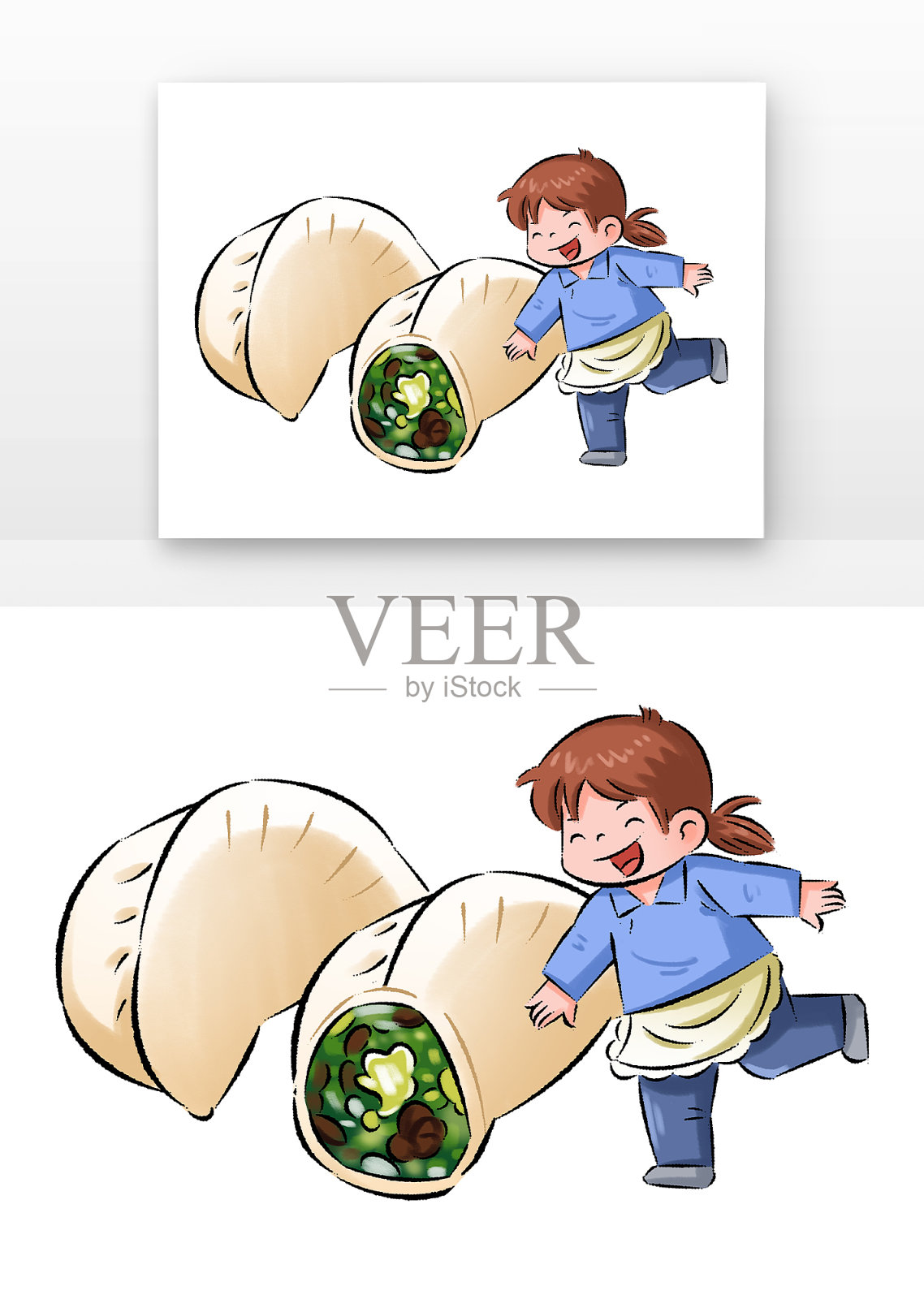 冬至儿童与饺子创意组合设计元素图片