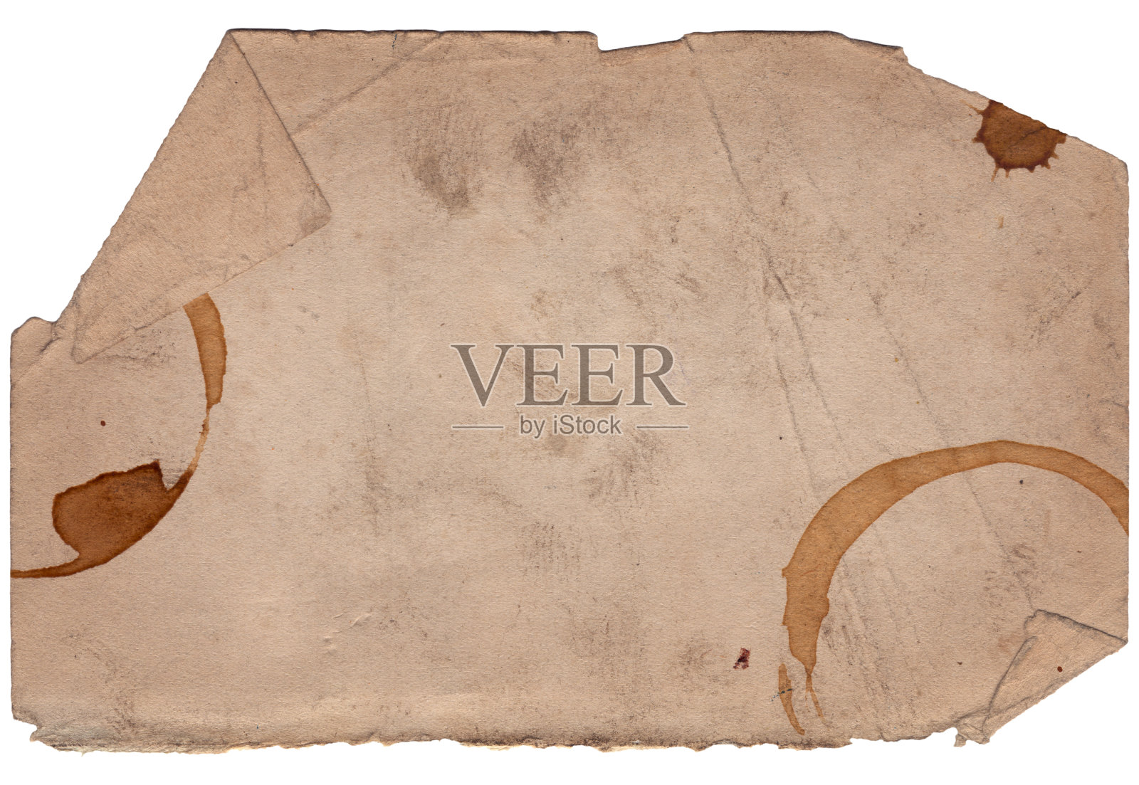 旧的古色古香的粗糙纸与划痕和污渍质地隔离照片摄影图片