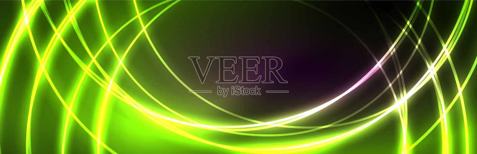 霓虹发光流体波线魔法能量空间插画图片素材