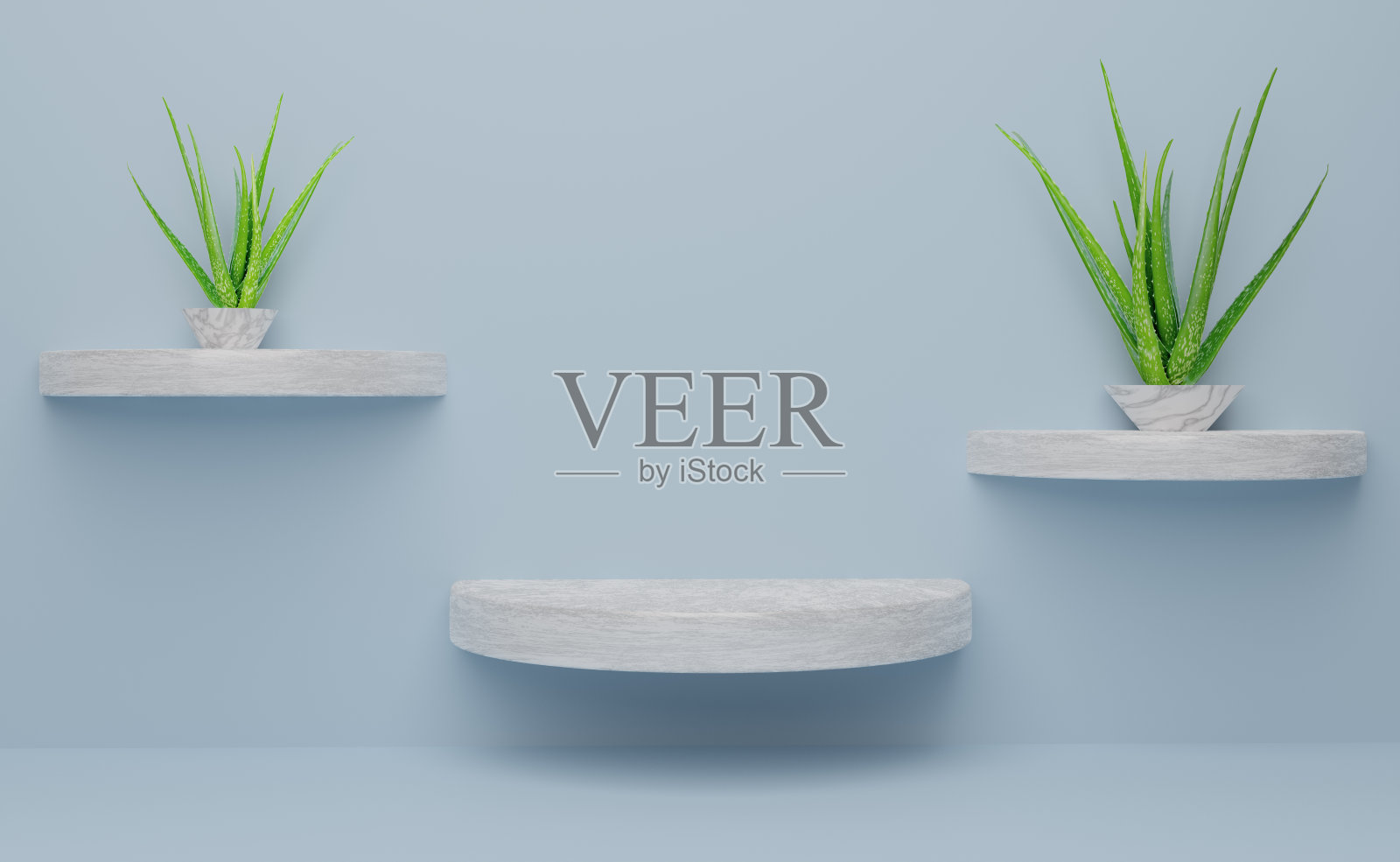 讲台空的几何形状在天蓝色粉彩组成的现代舞台展示和极简主义的模型，抽象的橱窗背景，概念3d插图或3d渲染照片摄影图片