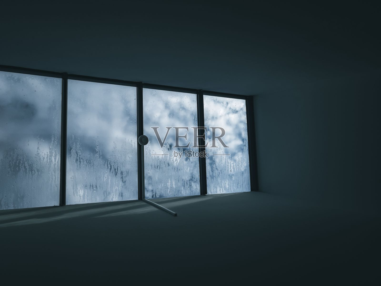 空房间全景窗的半灰度镜头照片摄影图片