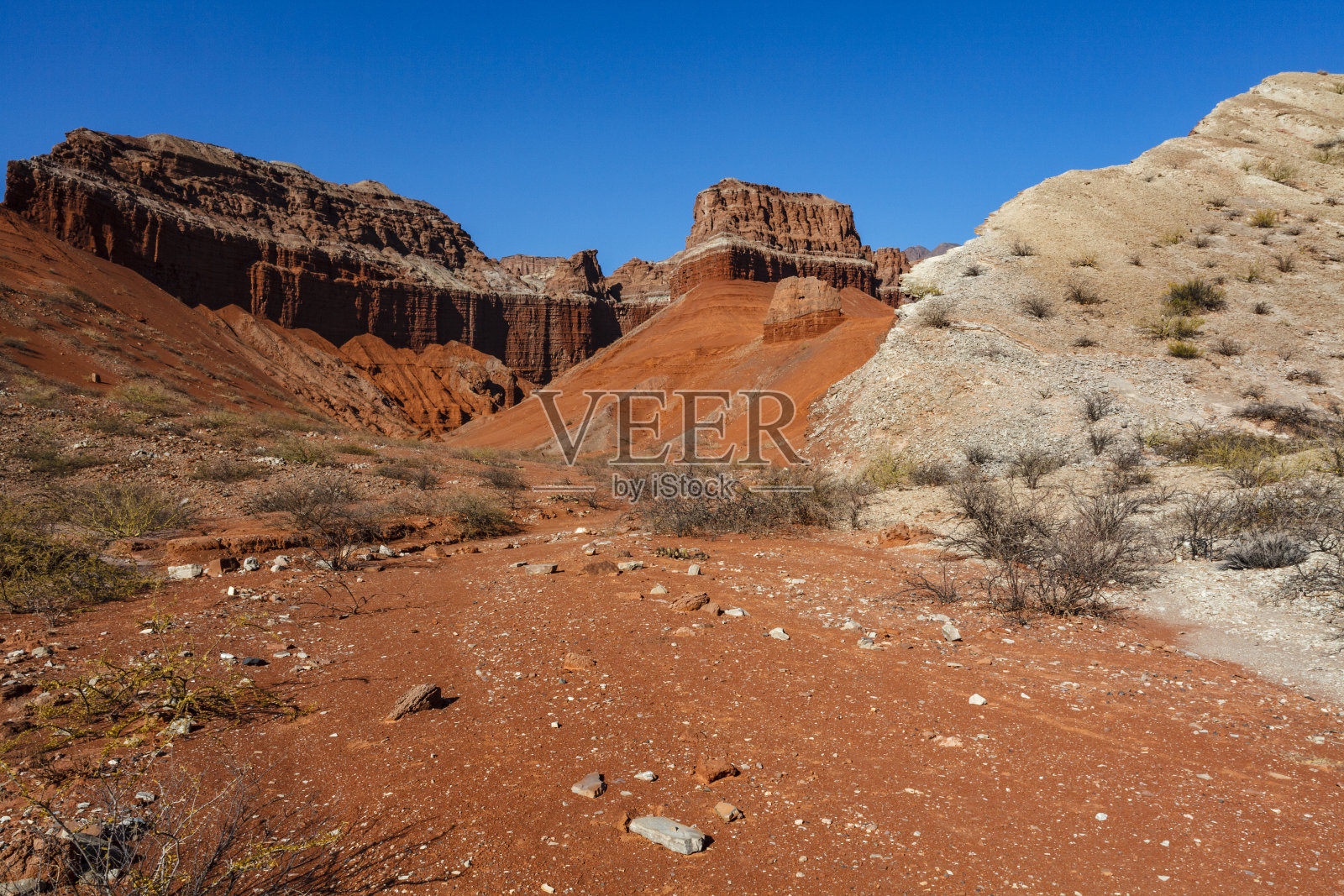 南美阿根廷萨尔塔克布拉达卡法亚特的红色岩石照片摄影图片