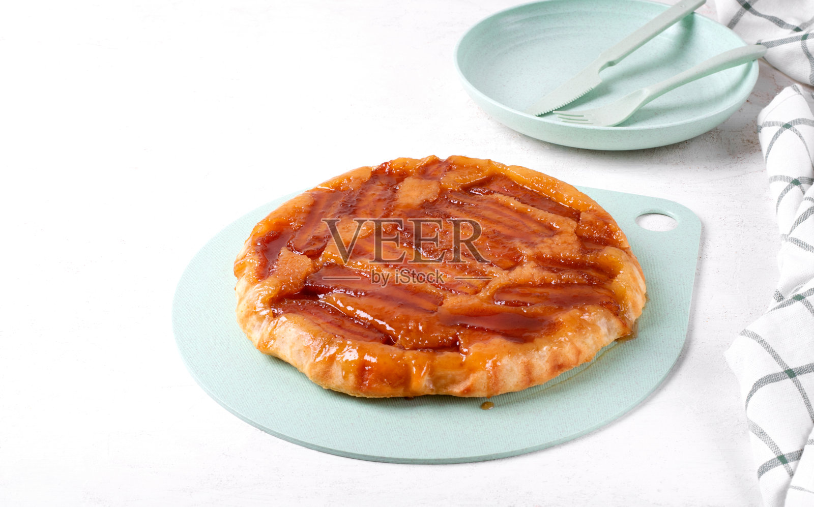 甜馅饼配焦糖香蕉照片摄影图片