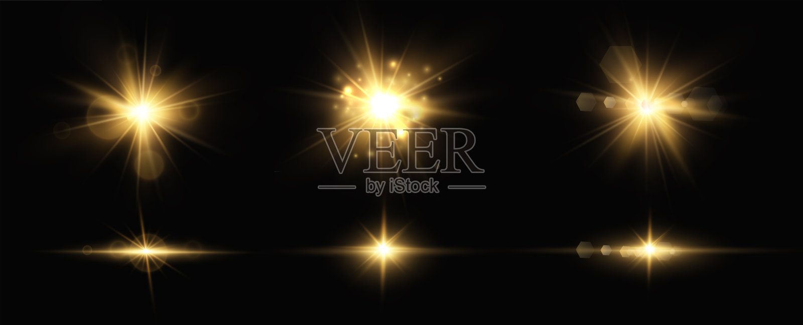 金色的光粒子。金色的光。光闪耀。星星被孤立在透明的背景上。设计元素图片