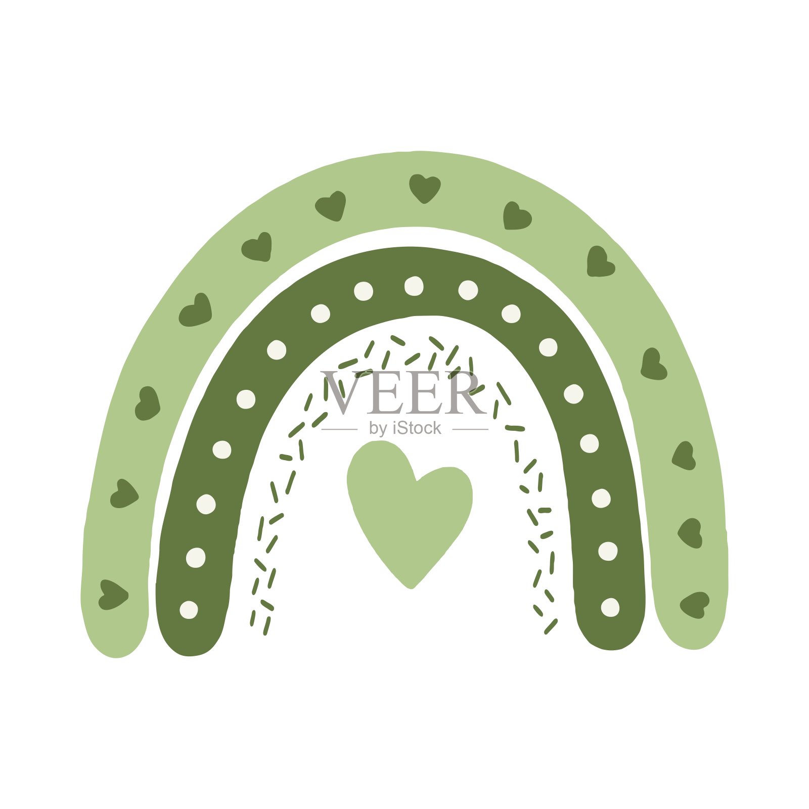 波西米亚彩虹是绿色的。用于儿童房间和假期的装饰。向量现代风格设计元素图片