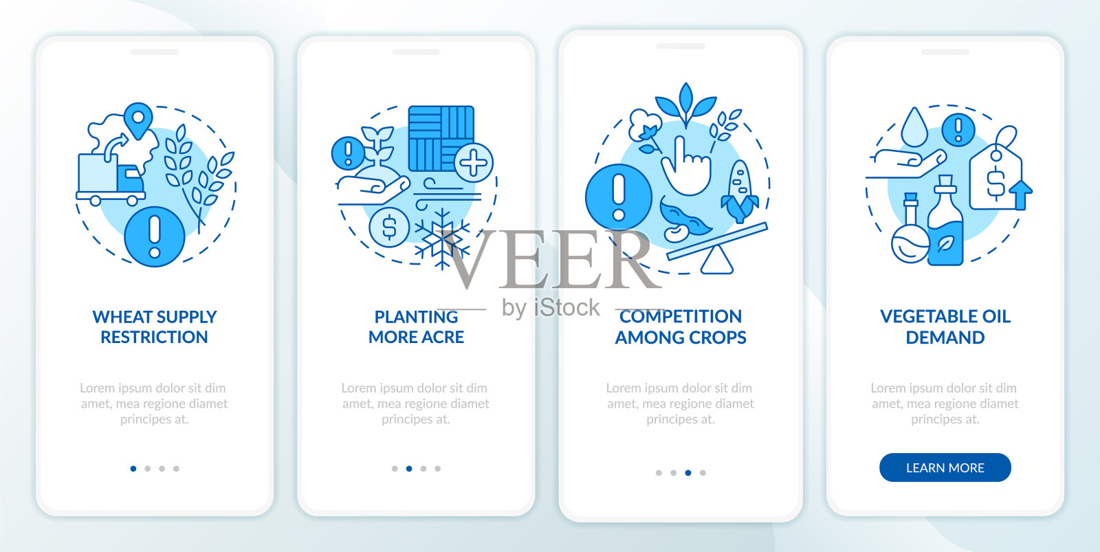 农业挑战蓝色登陆移动应用程序屏幕插画图片素材