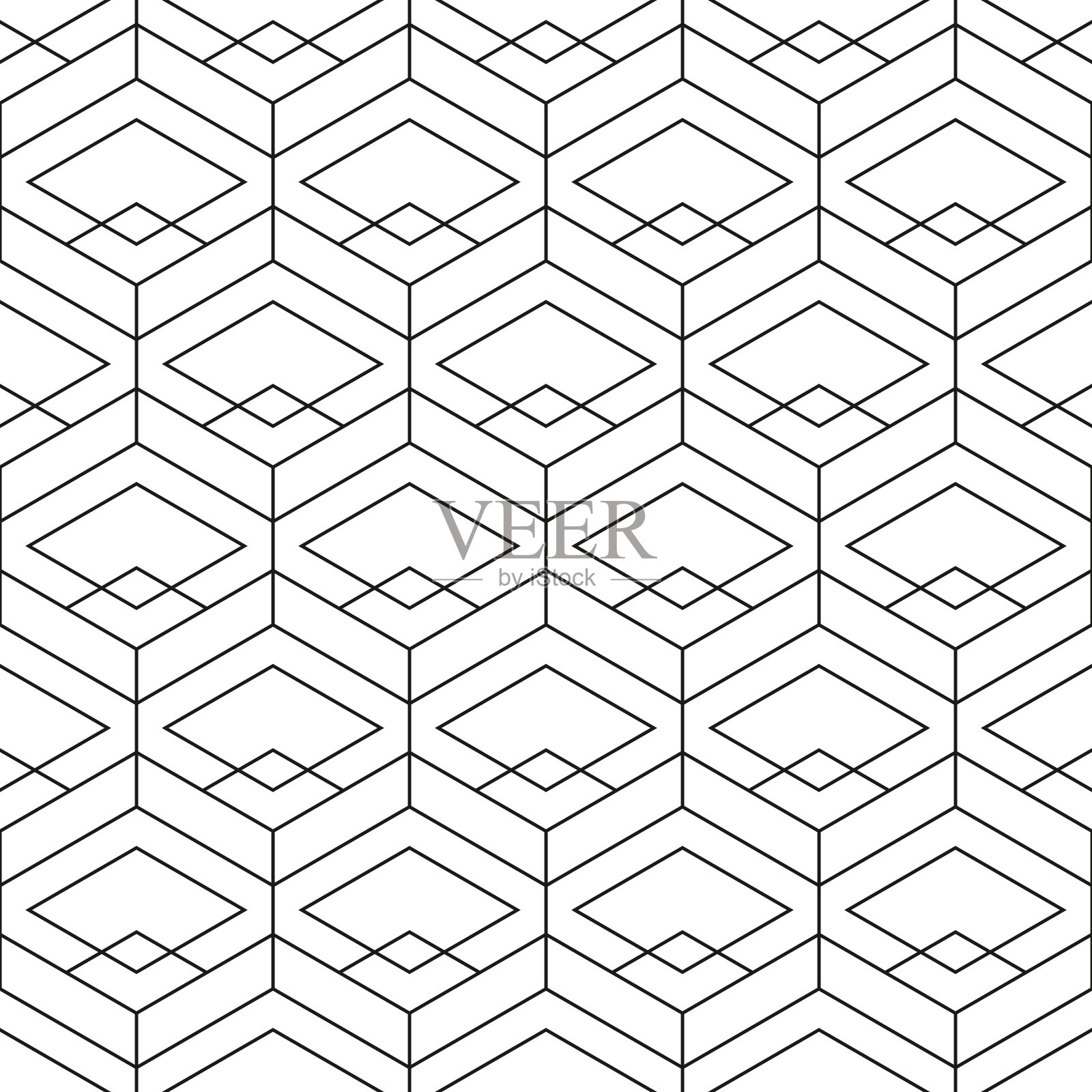 六边形菱形几何无缝图案纹理插画图片素材