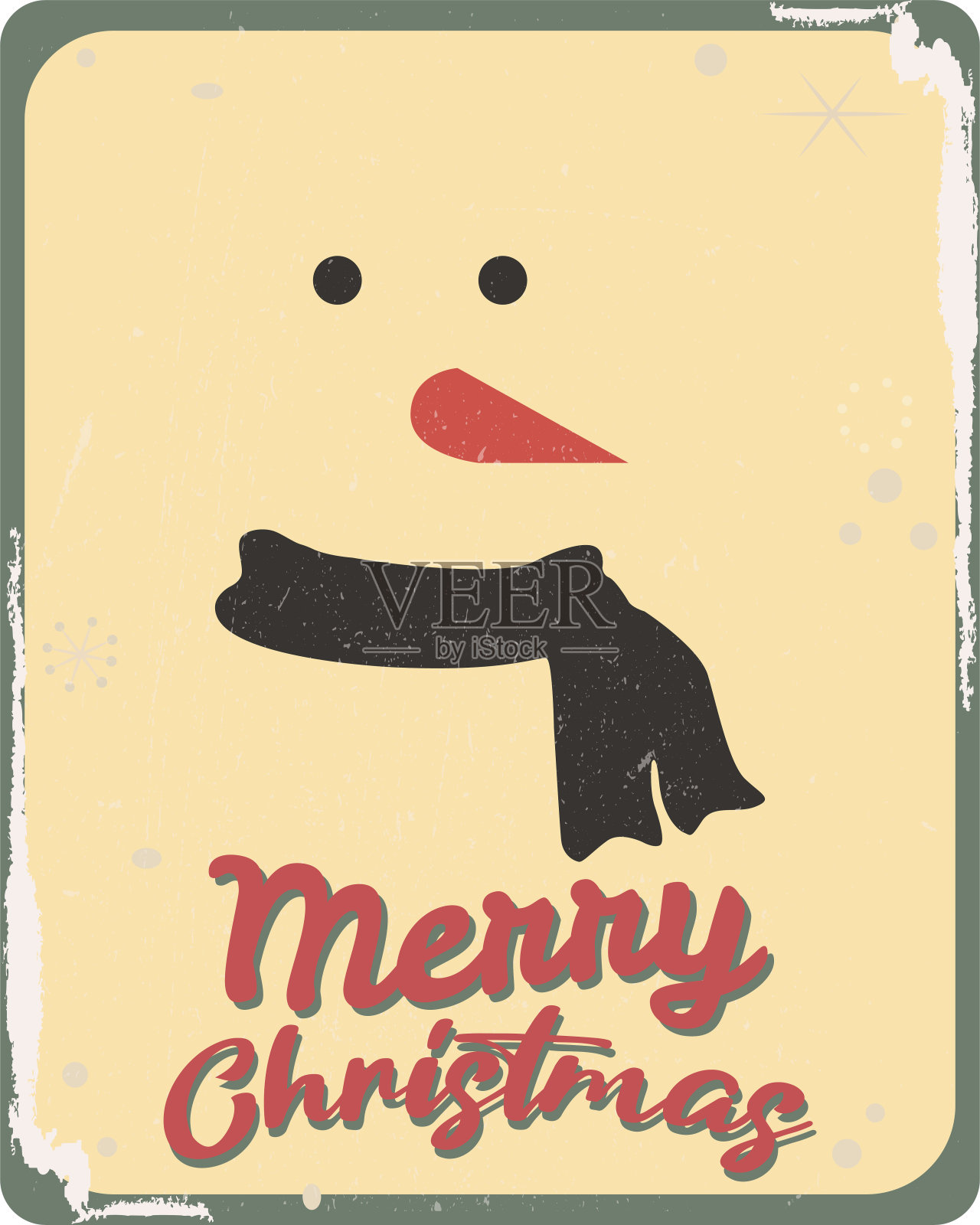 怀旧风格的贺卡圣诞快乐可编辑，垃圾效果可以很容易地删除一个全新的，干净的标志。插画图片素材