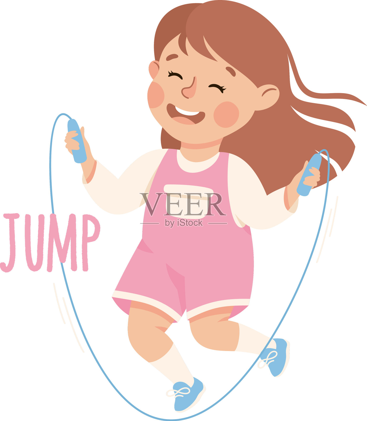 小女孩跳绳演示词汇设计元素图片
