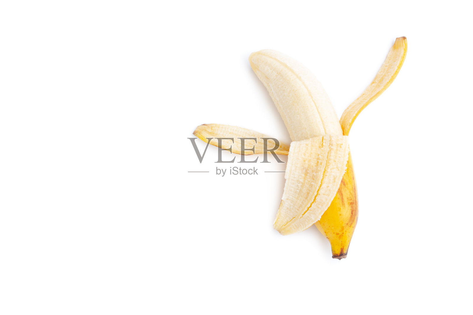 成熟香蕉果实分离在白色背景，有机水果，健康水果照片摄影图片