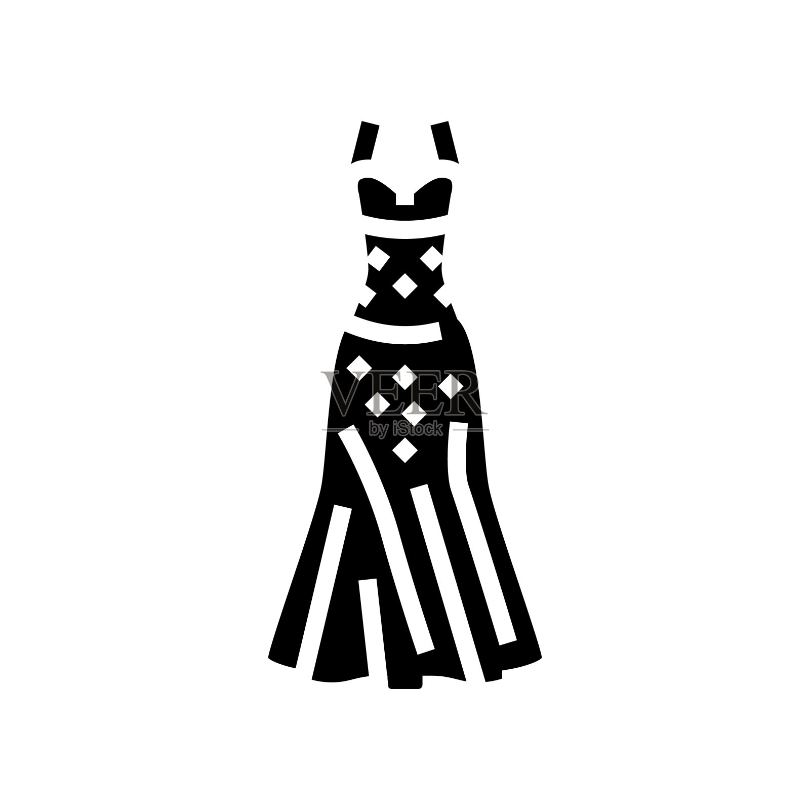 公主新娘礼服雕文图标矢量插图插画图片素材