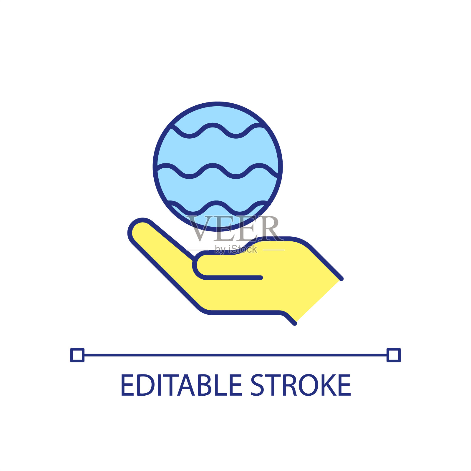 手持球与水黄色和蓝色RGB颜色图标插画图片素材