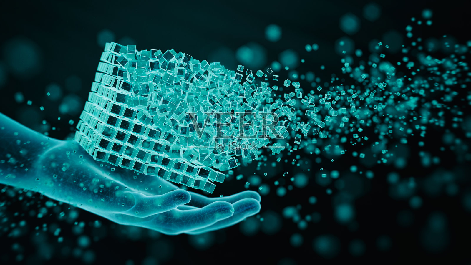 区块链数字结构照片摄影图片