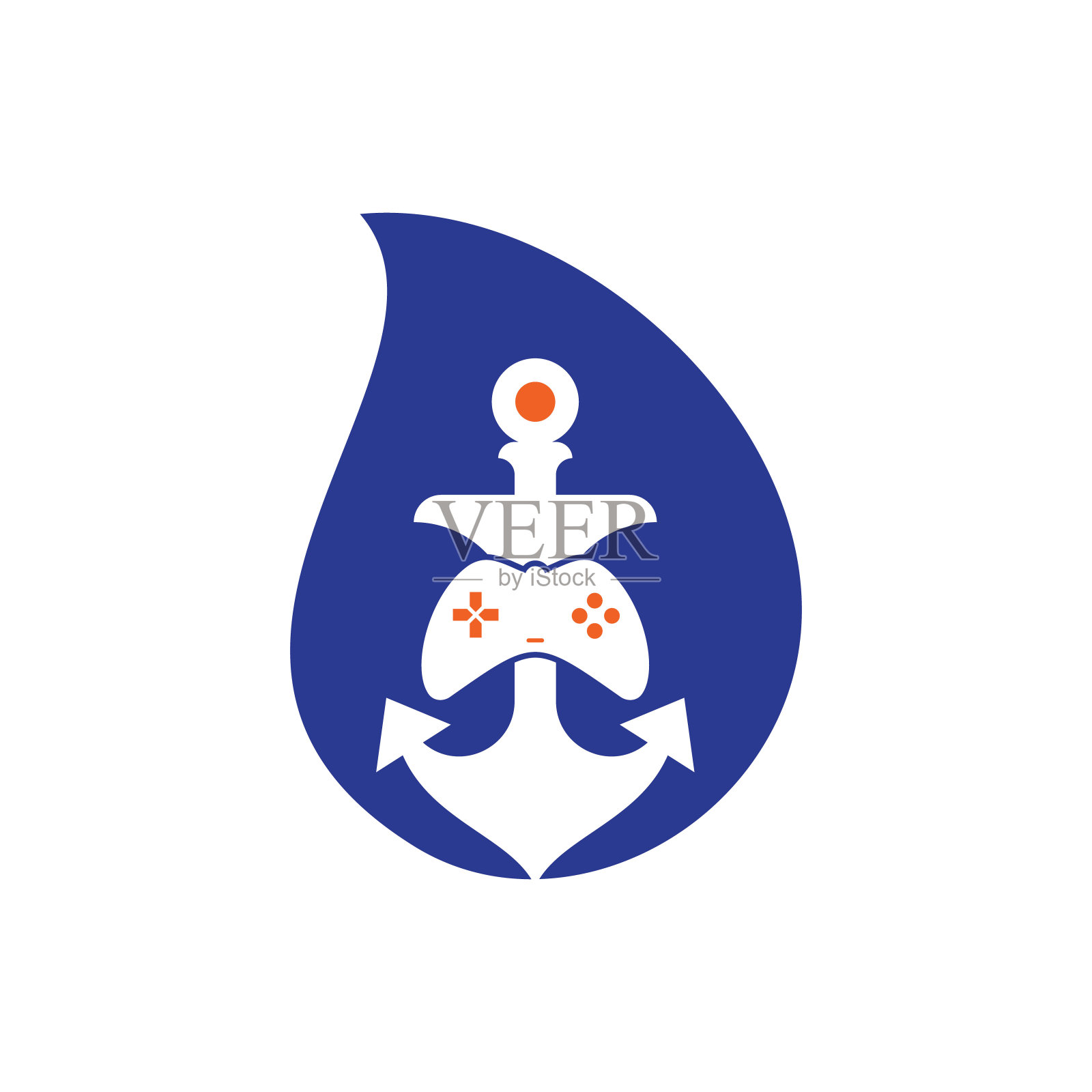 游戏锚掉落形状概念logo模板。插画图片素材