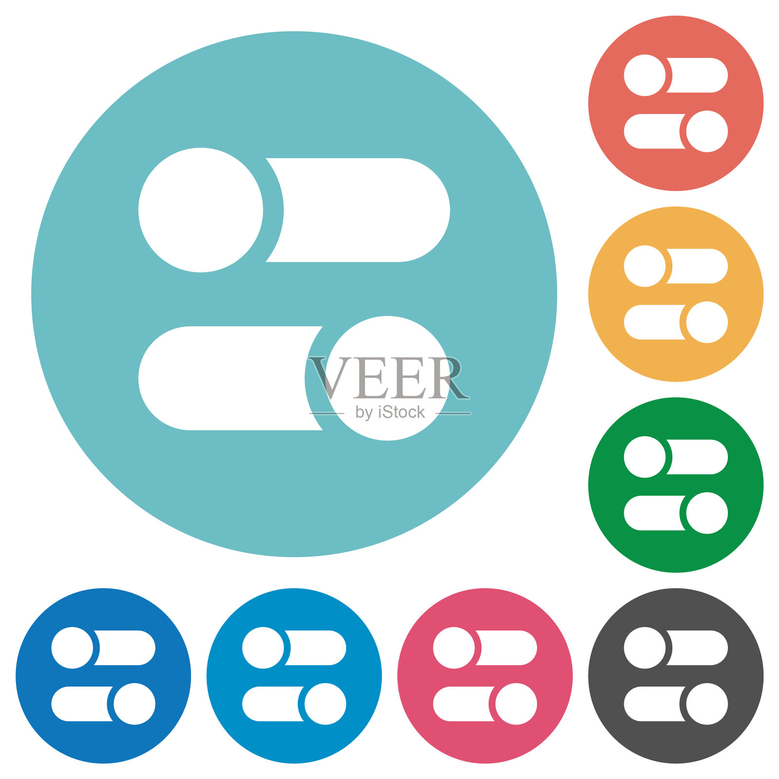 水平拨动开关固体平面圆形图标图标素材