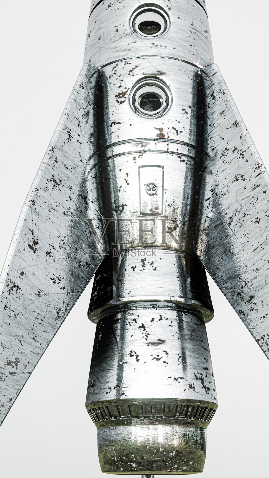 白色背景上孤立的太空火箭照片摄影图片