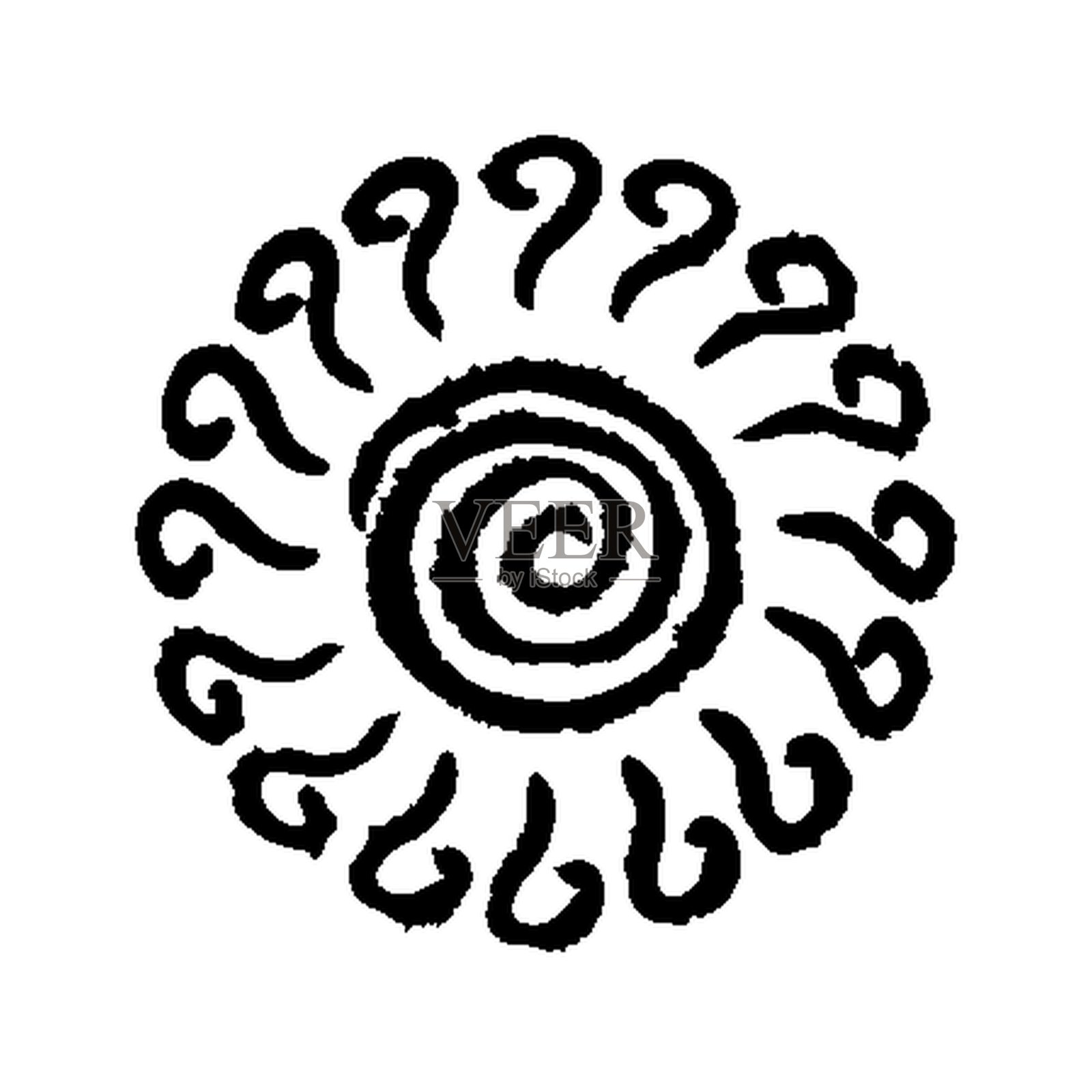 手绘太阳符号，用蜡笔手绘插画图片素材