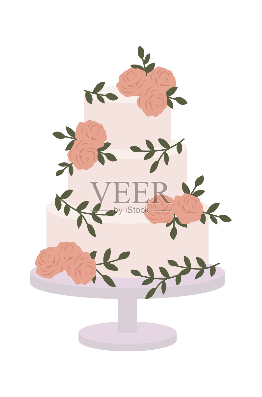 婚礼蛋糕。矢量图插画图片素材