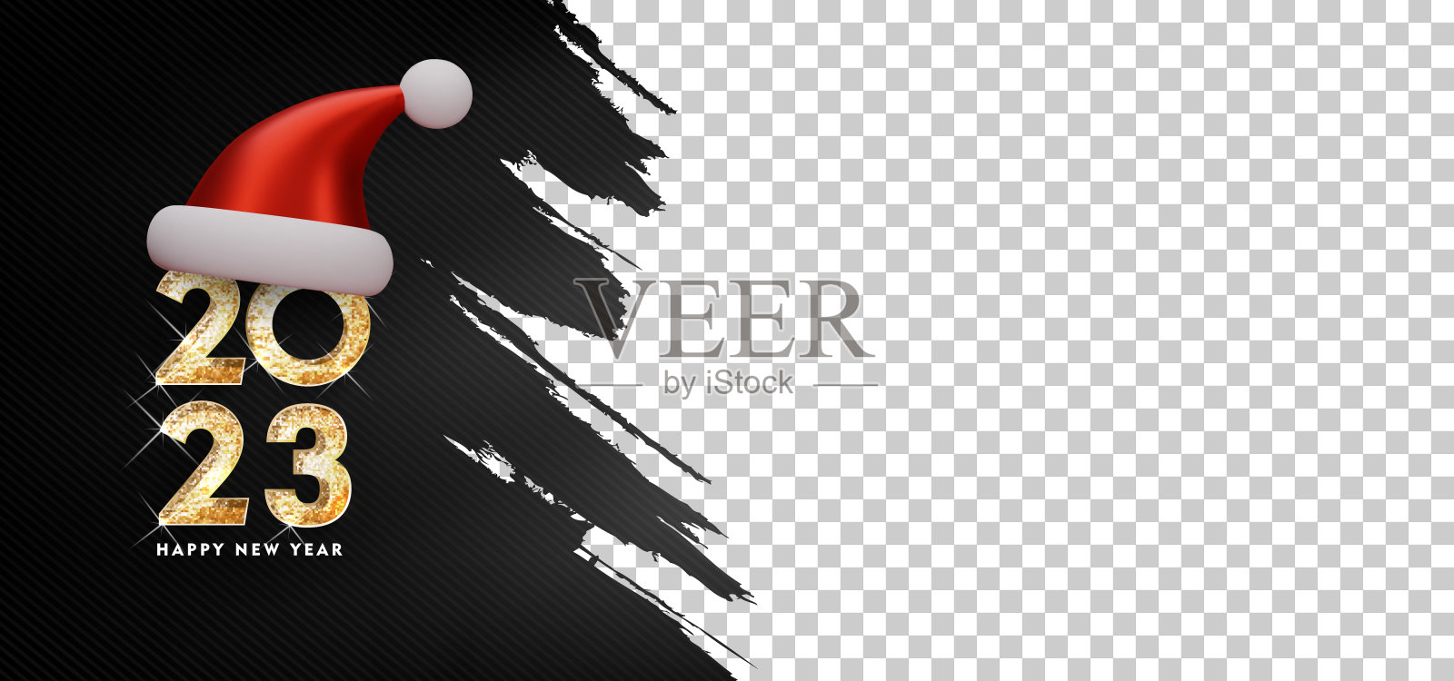 2023新年快乐。黄金设计的贺卡。黄金闪光模式。新年快乐横幅与2023数字在明亮的背景。矢量图插画图片素材