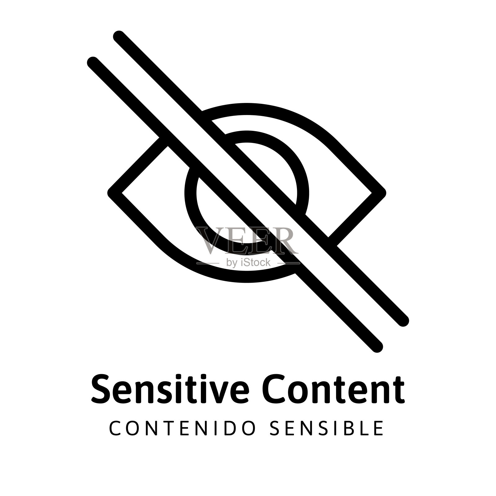 敏感的照片内容。显式的视频内容。不恰当的内容。网络安全的概念。只审查18岁以上的成年人。模糊的背景。矢量插图。注意的信号。隐藏视图图标。插画图片素材