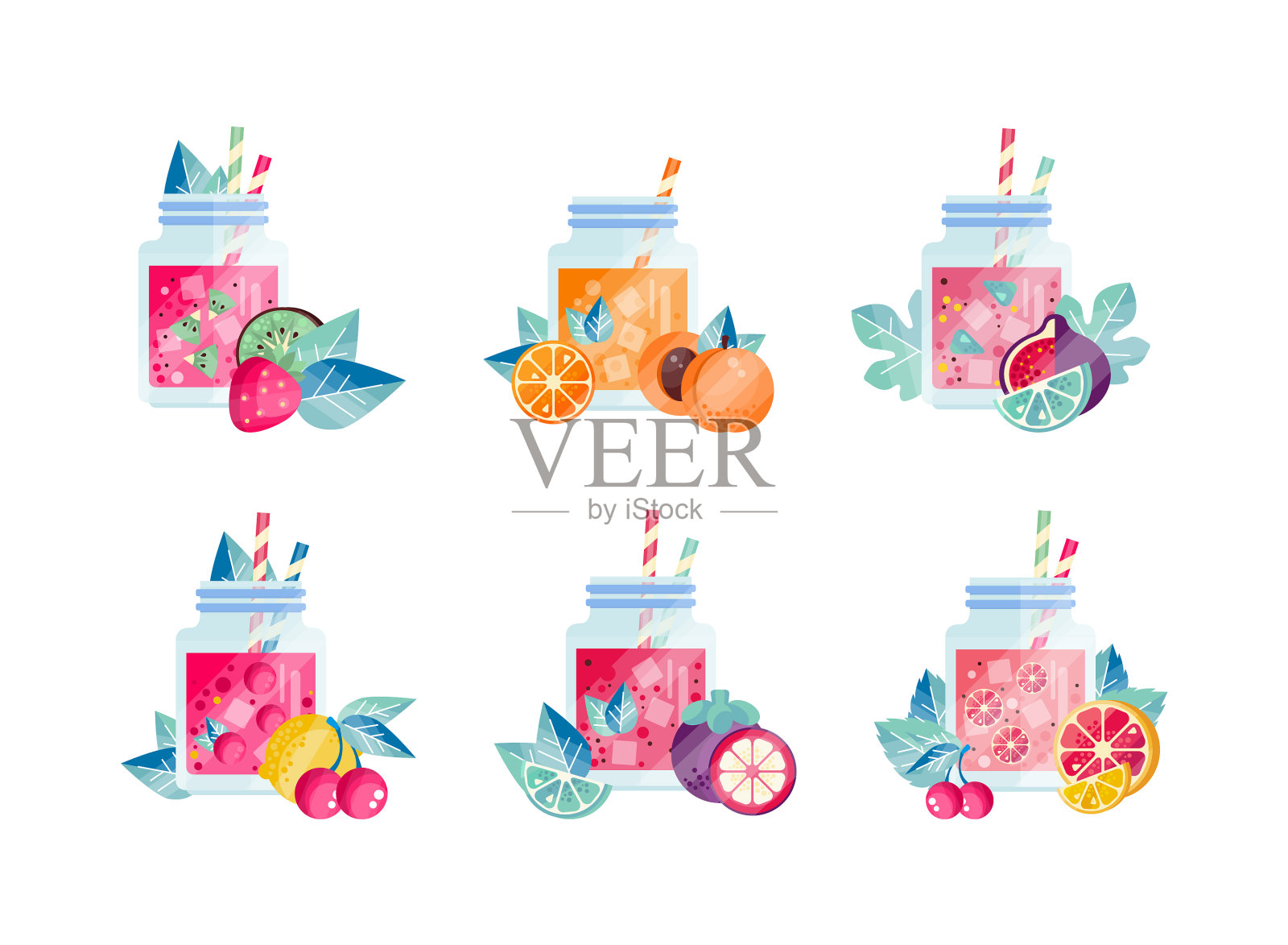 用吸管装的冰沙健康设计元素图片