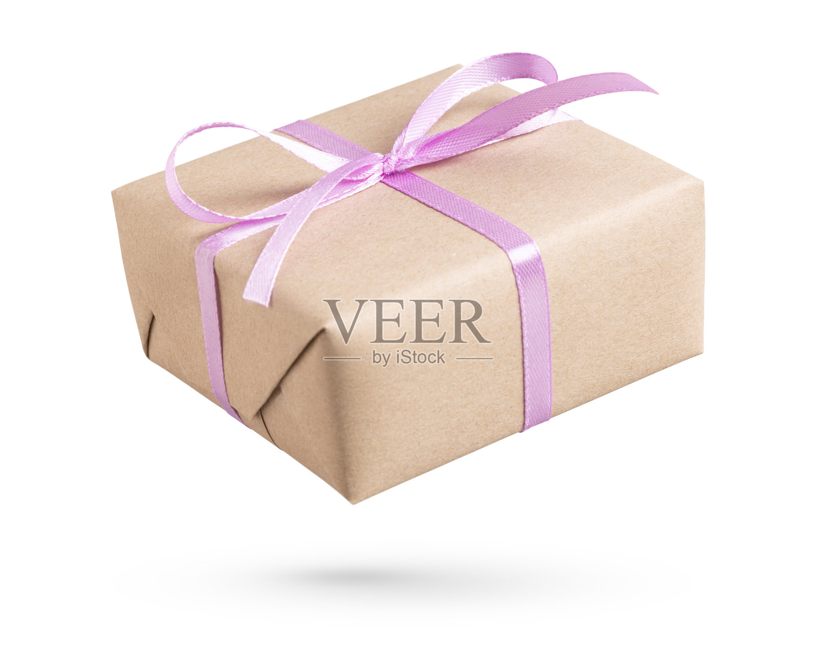 礼品盒上有白色的粉色丝带照片摄影图片