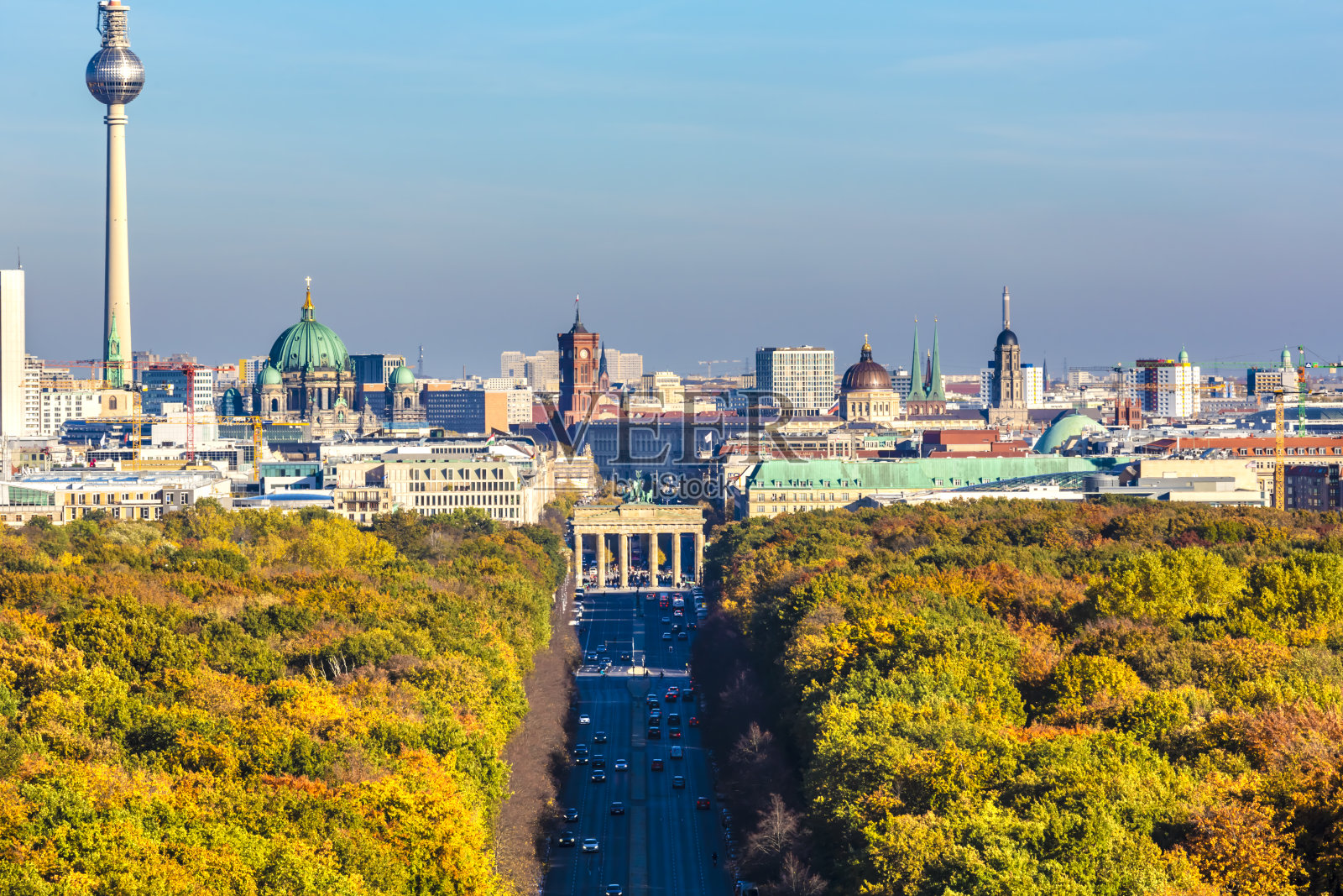 秋天的柏林天际线照片摄影图片