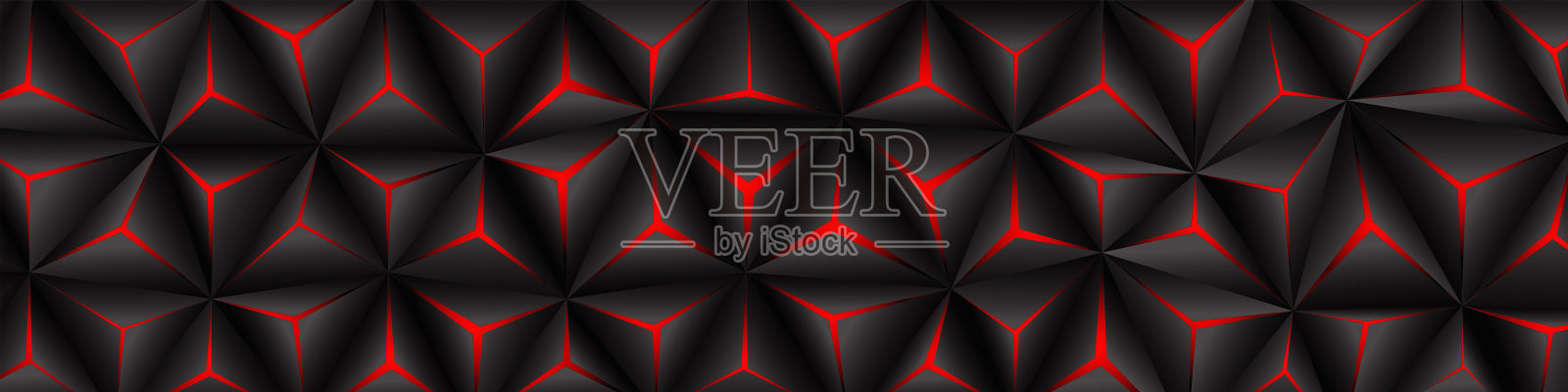 黑色多边形红色灯光未来技术横幅设计矢量插图抽象背景插画图片素材