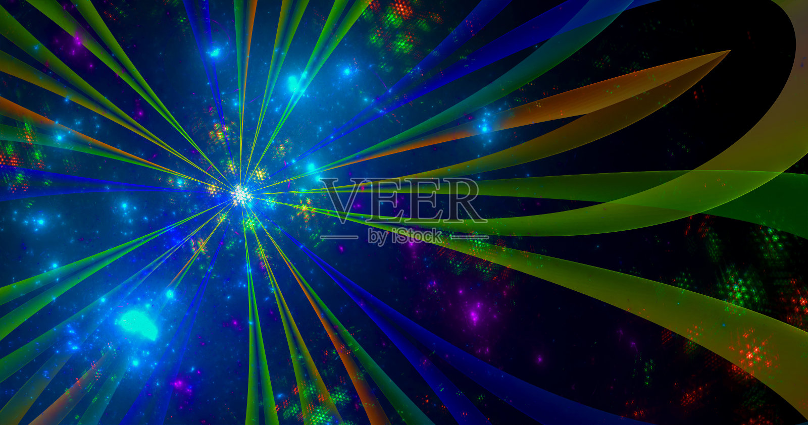 来自恒星和银河的梦幻抽象背景。分形螺旋。照片摄影图片