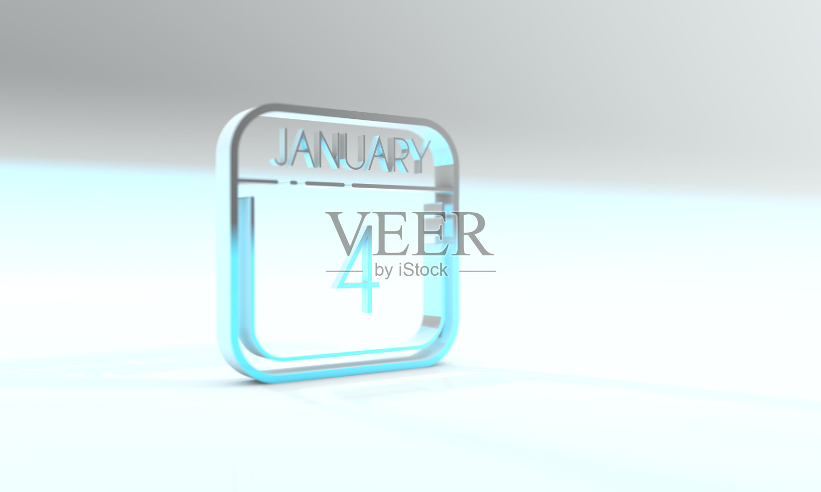 1月4。蓝晶彩色日历图标。浅蓝色背景。照片摄影图片