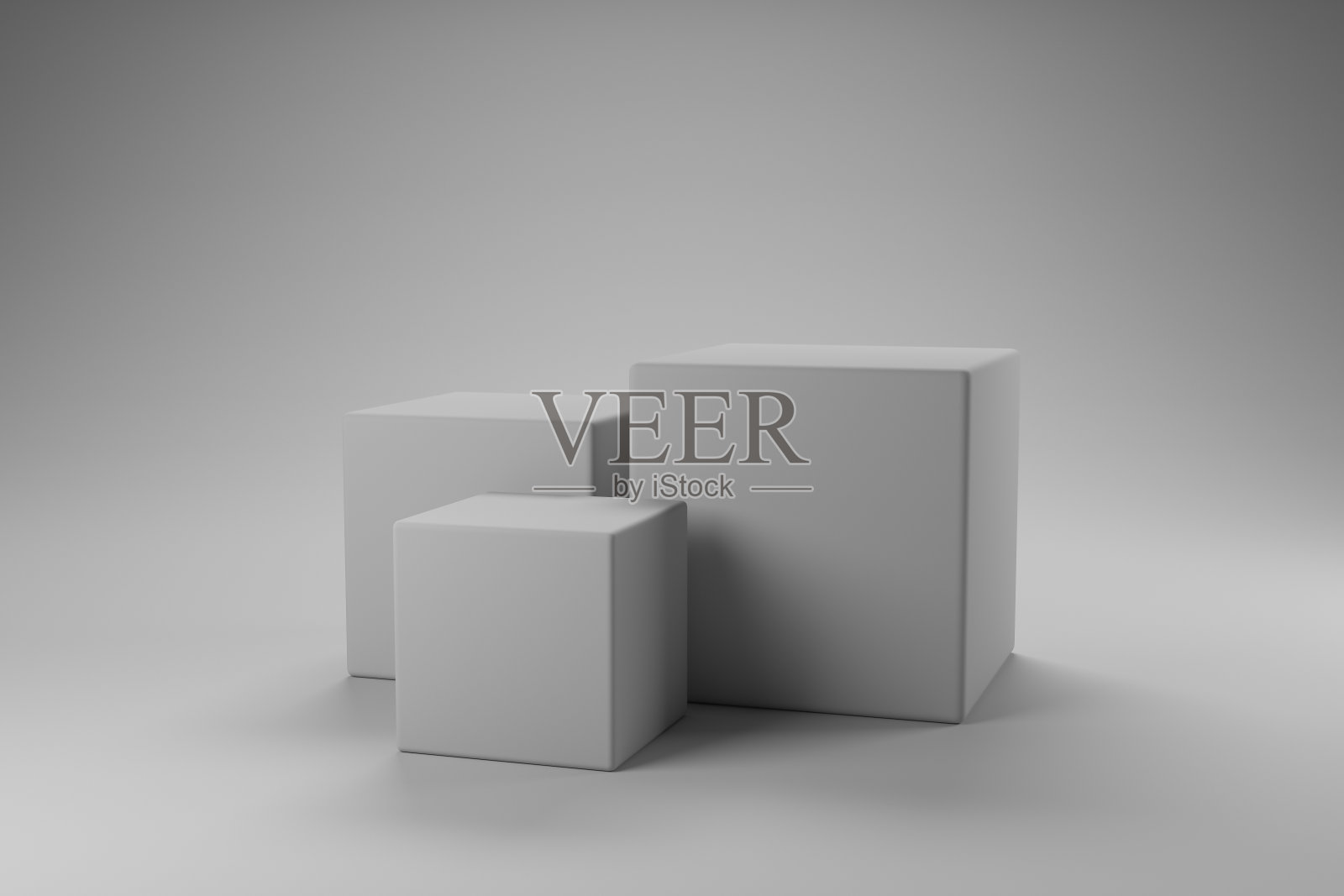 白色房间背景上的现代平台展台领奖台展示。用于空产品货架或展览舞台背景 3D 渲染。照片摄影图片