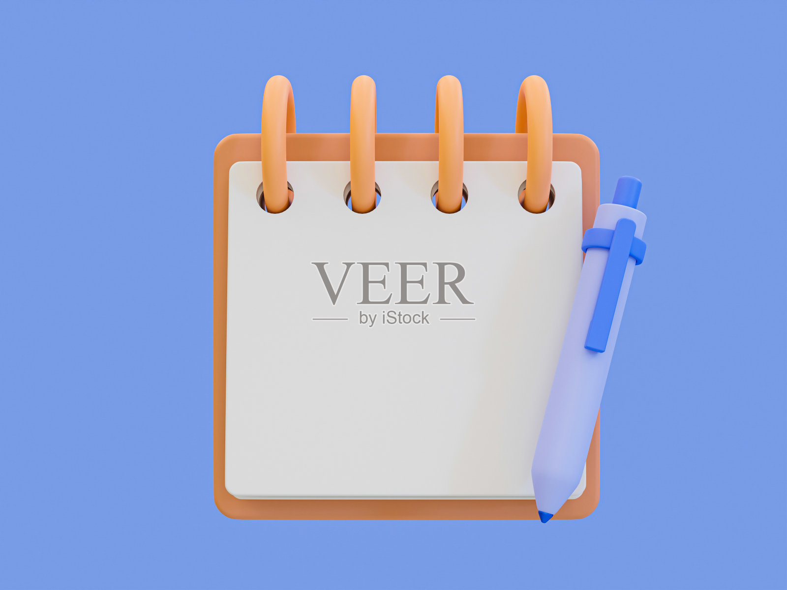 3d最小记事本模板。空螺旋装订的笔记本模型。空白的备忘录。螺旋装订的记事本与笔。3 d演示。照片摄影图片