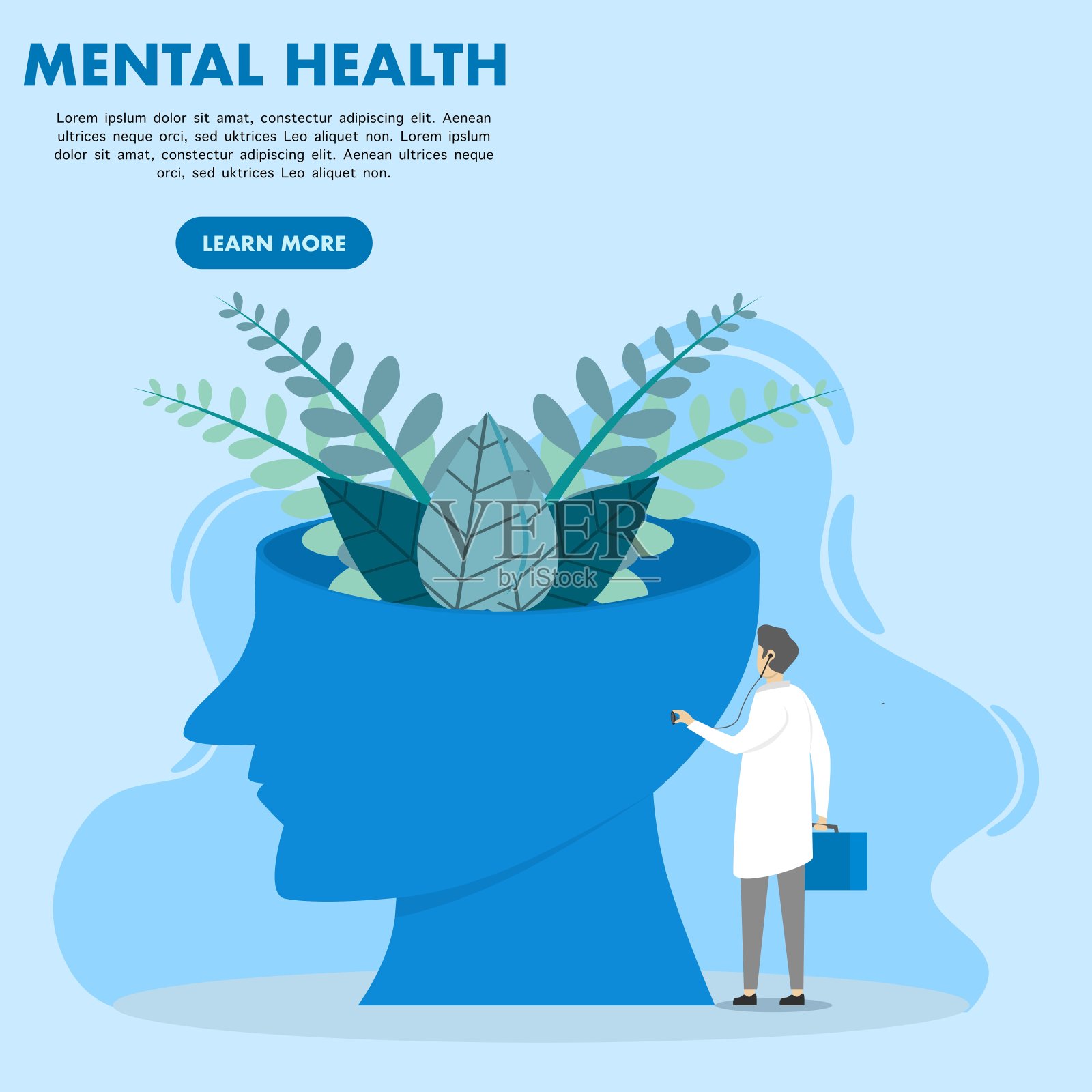 心理医生帮助患者解决心理问题概念插画图片素材