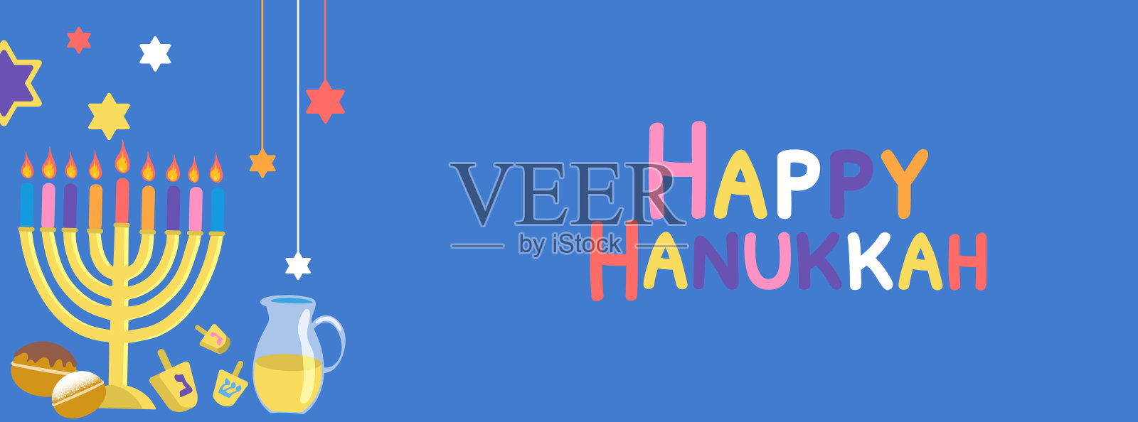 快乐光明节水平背景矢量插画在平面风格插画图片素材