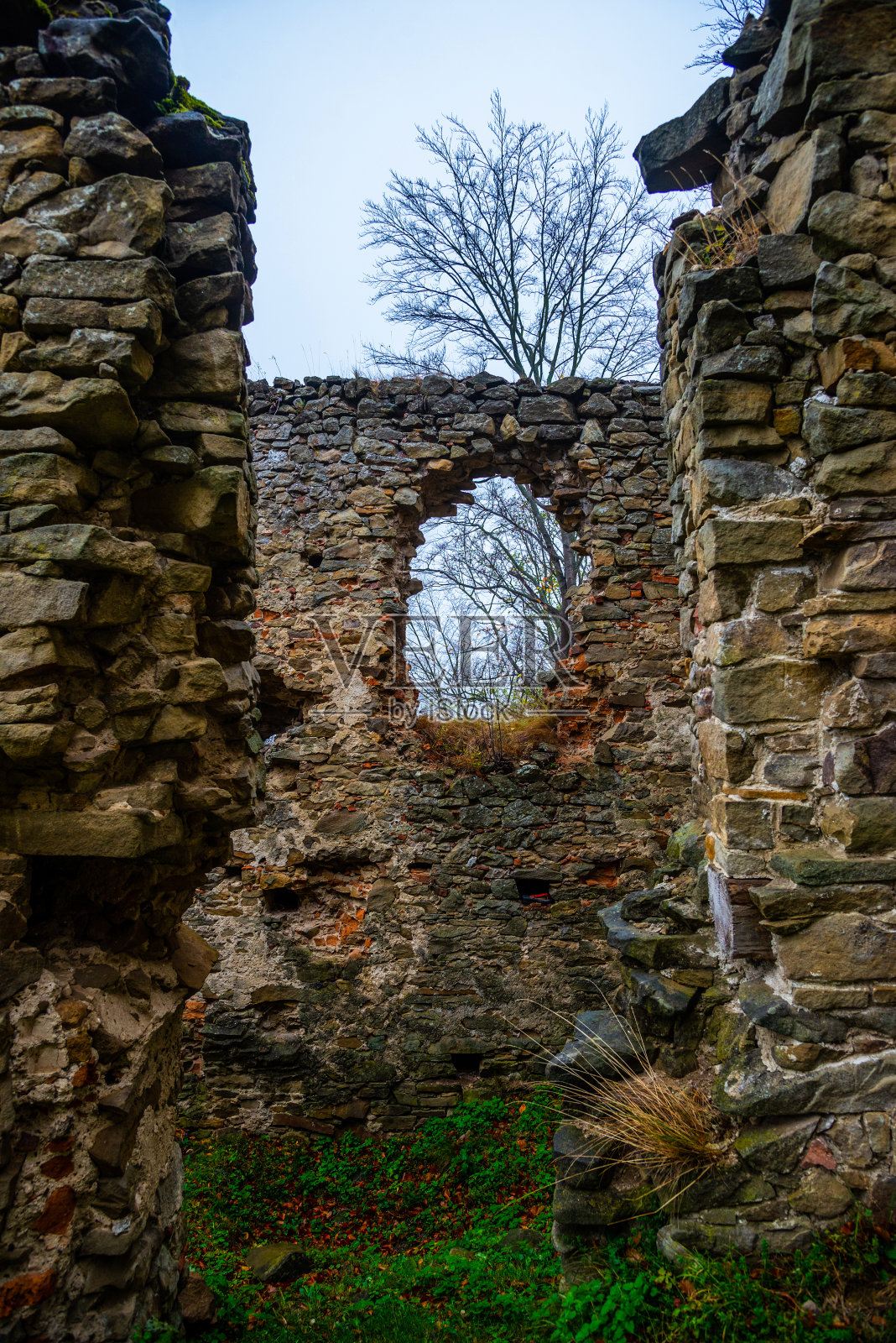 中世纪城堡Zborov的废墟，斯洛伐克照片摄影图片