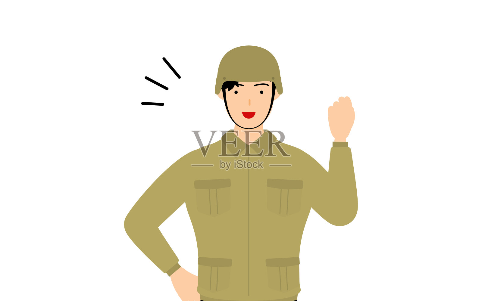 男战士姿势，快乐，勇敢的姿势!插画图片素材