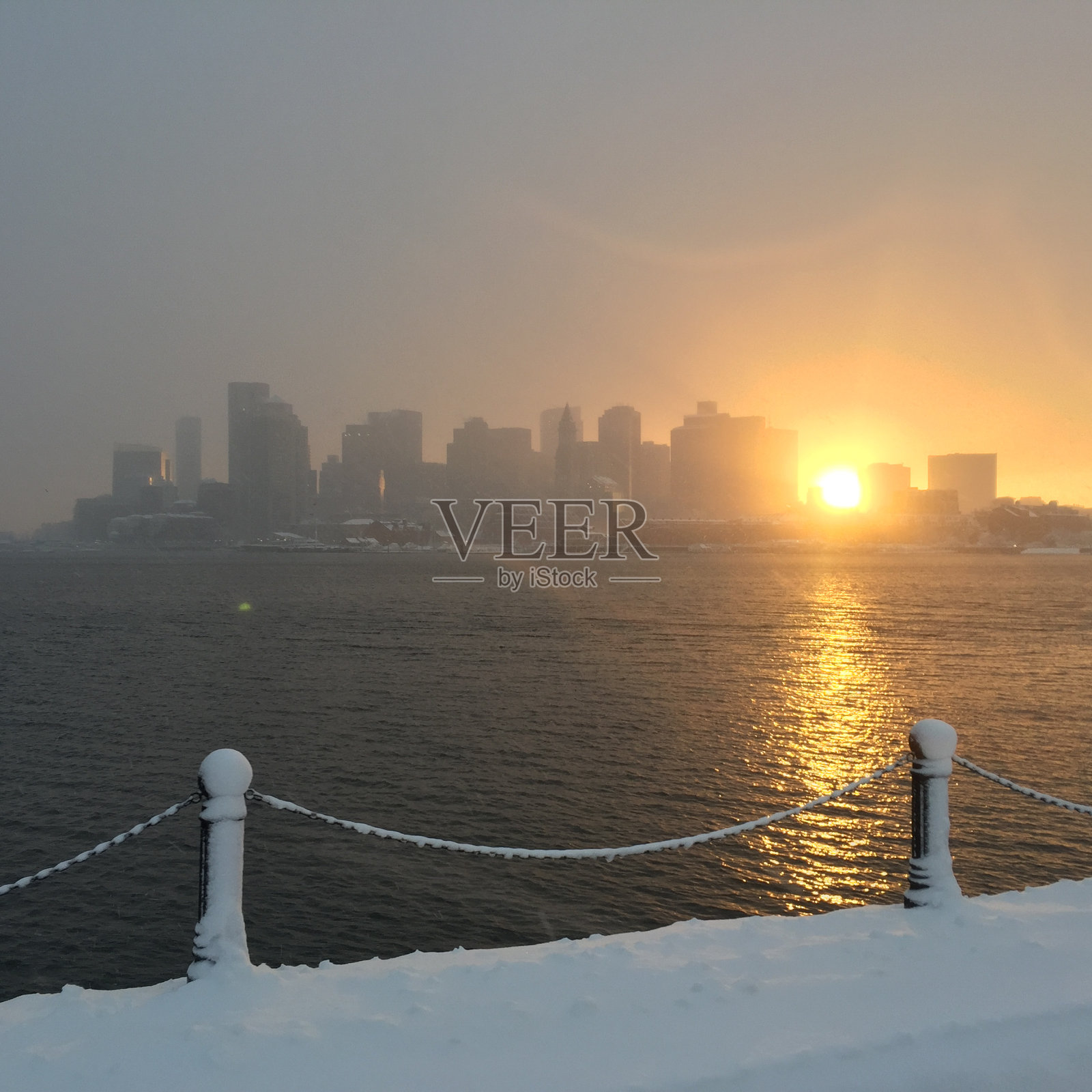 波士顿的日落照片摄影图片
