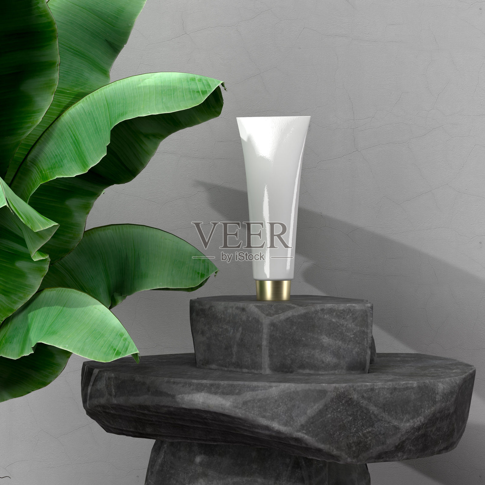 化妆品，护肤美容，包装设计模型。包装容器用于品牌设计，广告，促销。剪切路径。三维渲染照片摄影图片