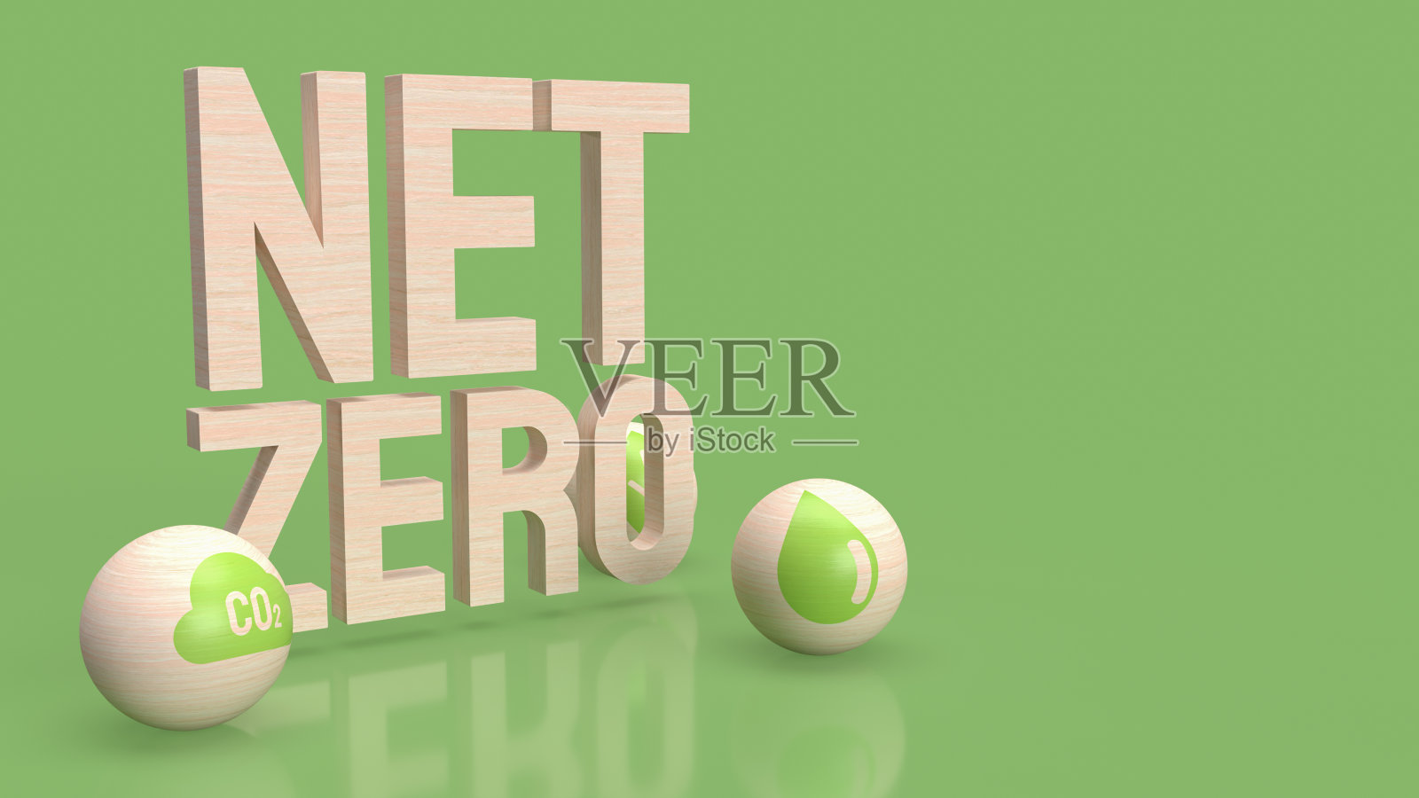 木文字净零生态或无碳概念3d渲染照片摄影图片