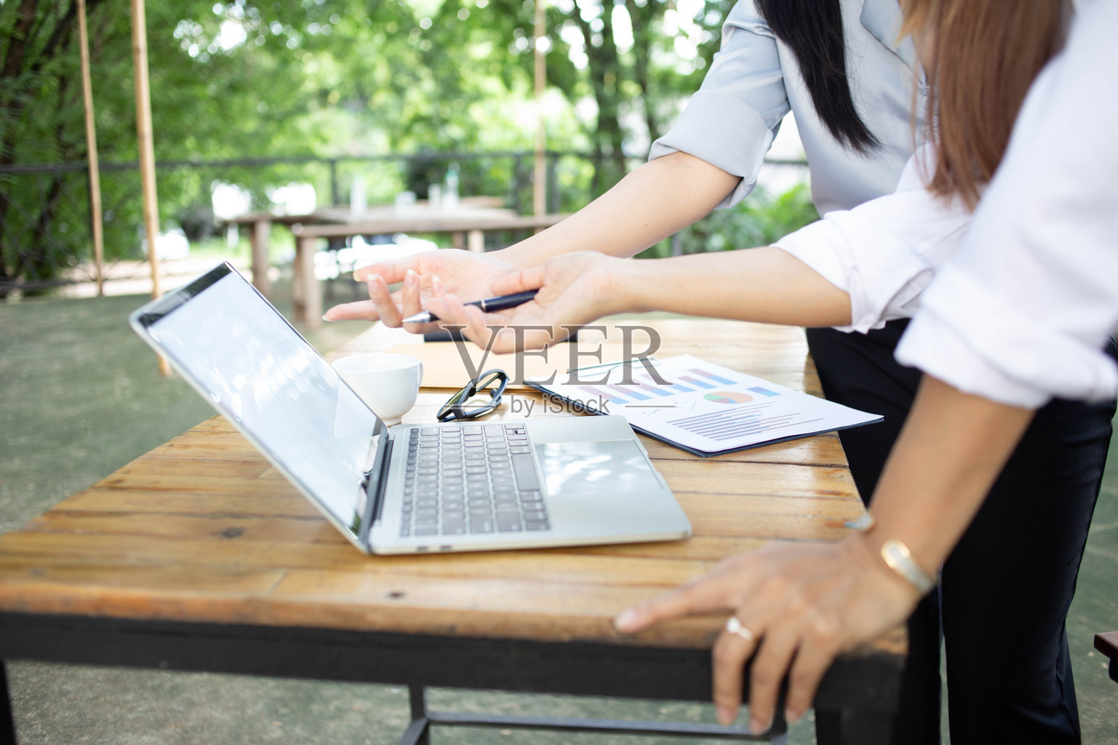 两个商人介绍投资项目在线营销概念照片摄影图片