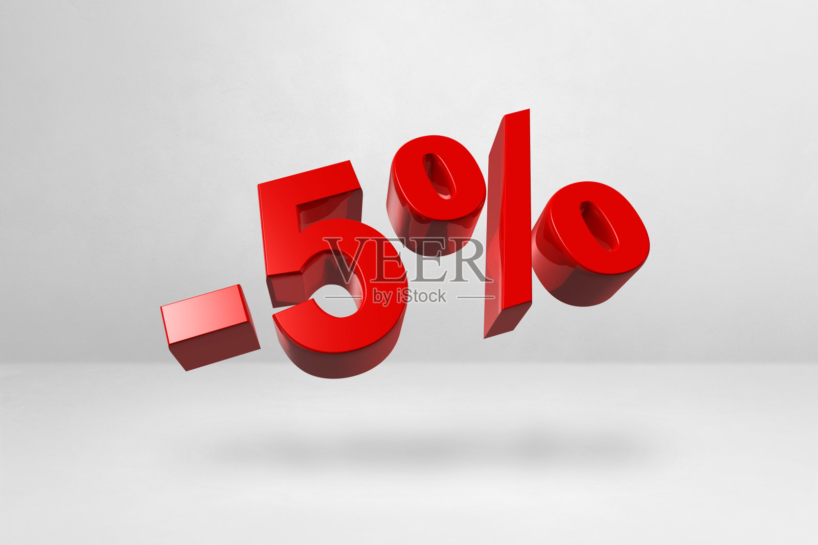 5%的折扣。3D插图隔离在白色。促销价格照片摄影图片