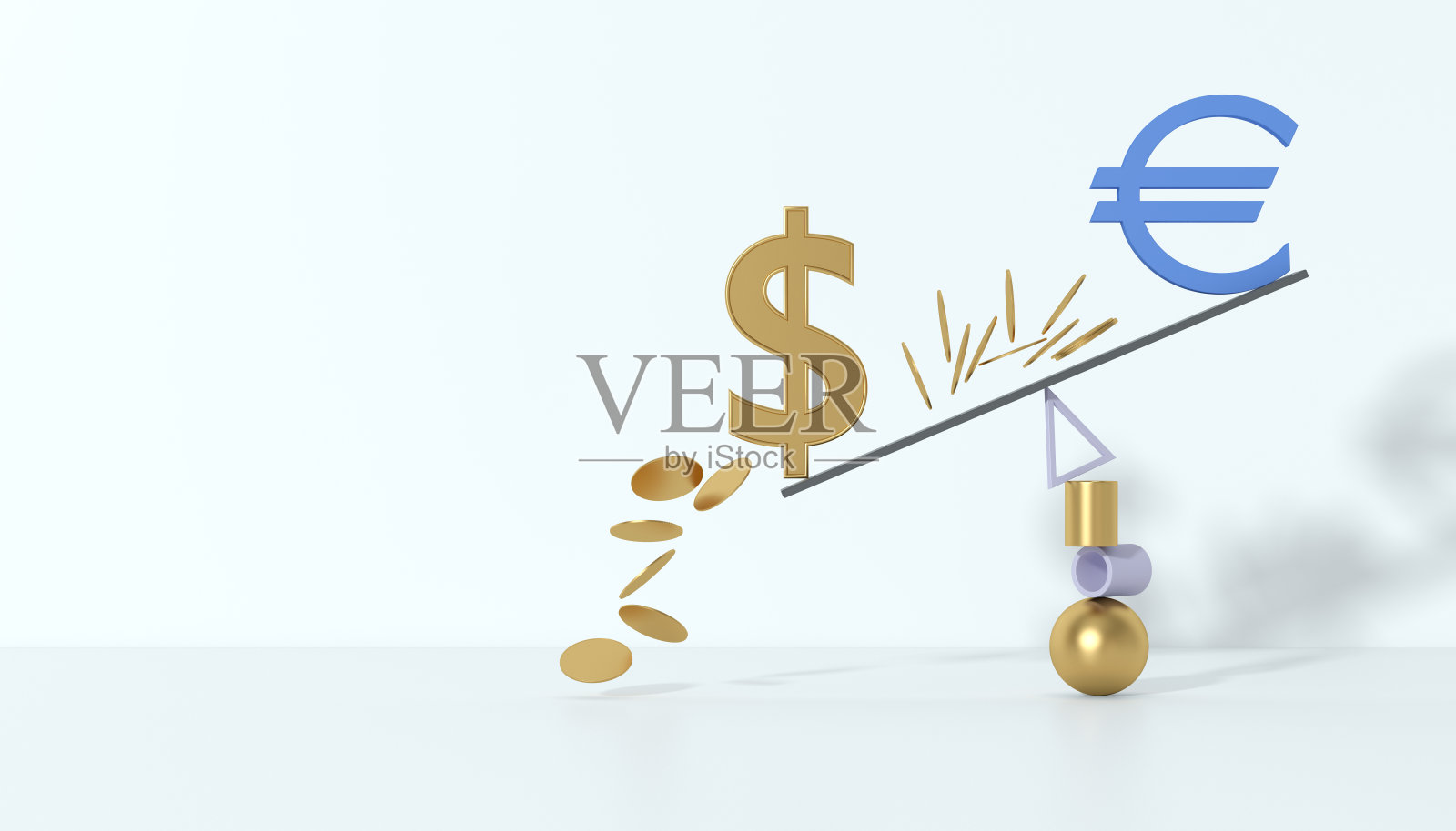 欧元对美元，价格平衡照片摄影图片