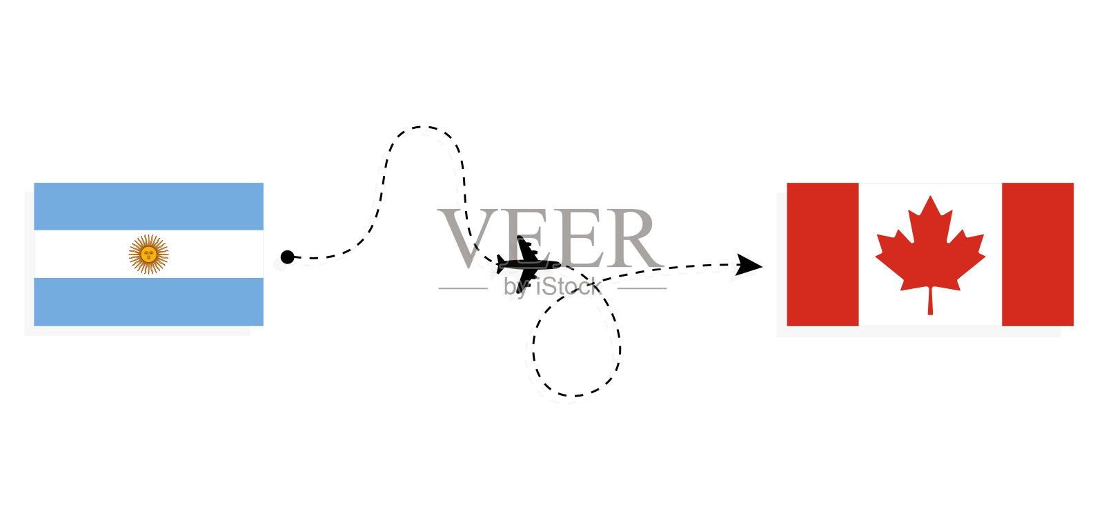 乘客机从阿根廷到加拿大旅行插画图片素材