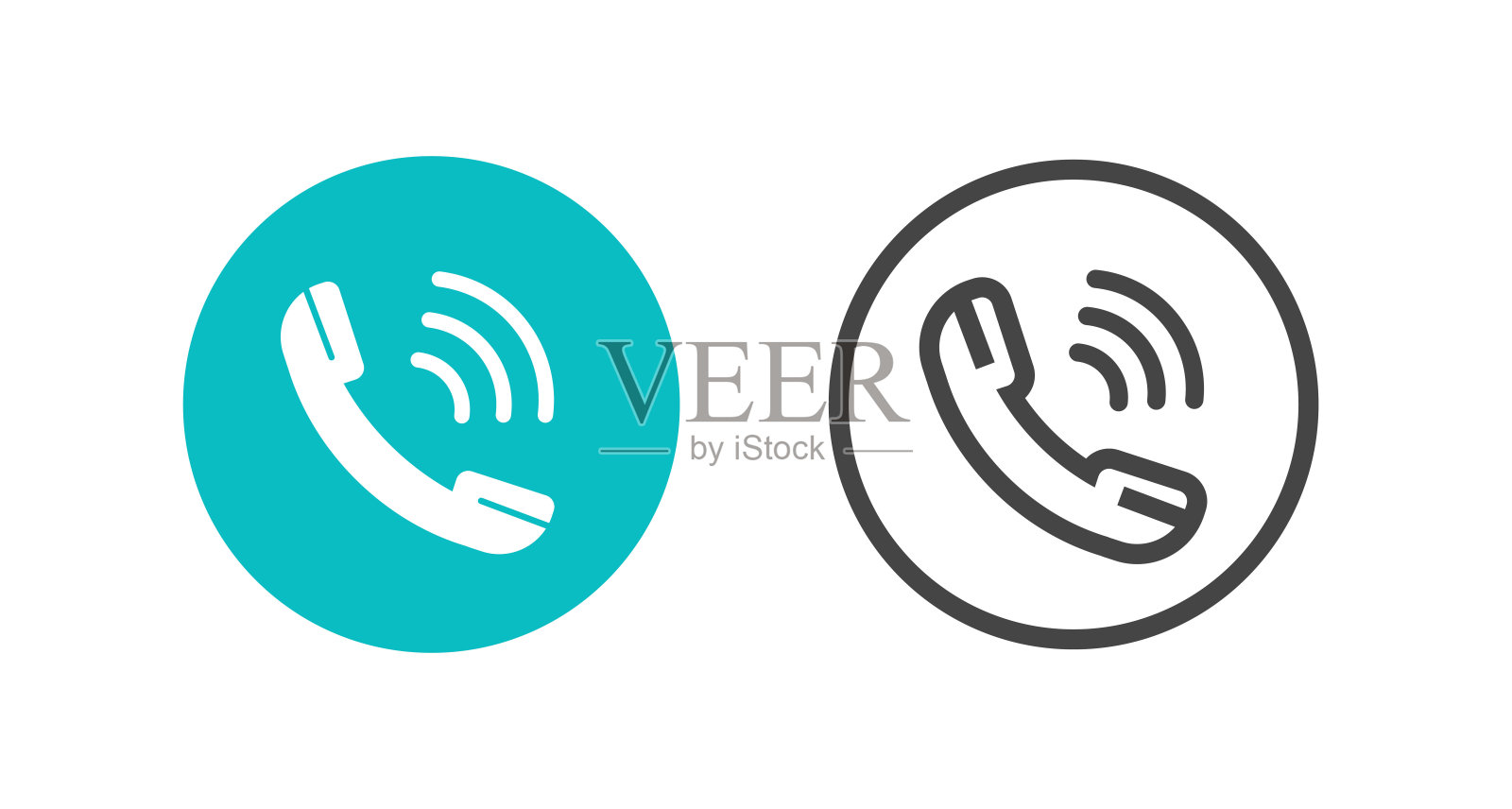 电话电话旧图标按钮矢量或手机应答ui元素呼叫复古平面图形插图剪贴画，圆圆线轮廓艺术剪出剪贴艺术电报黑白蓝色形状设计元素图片