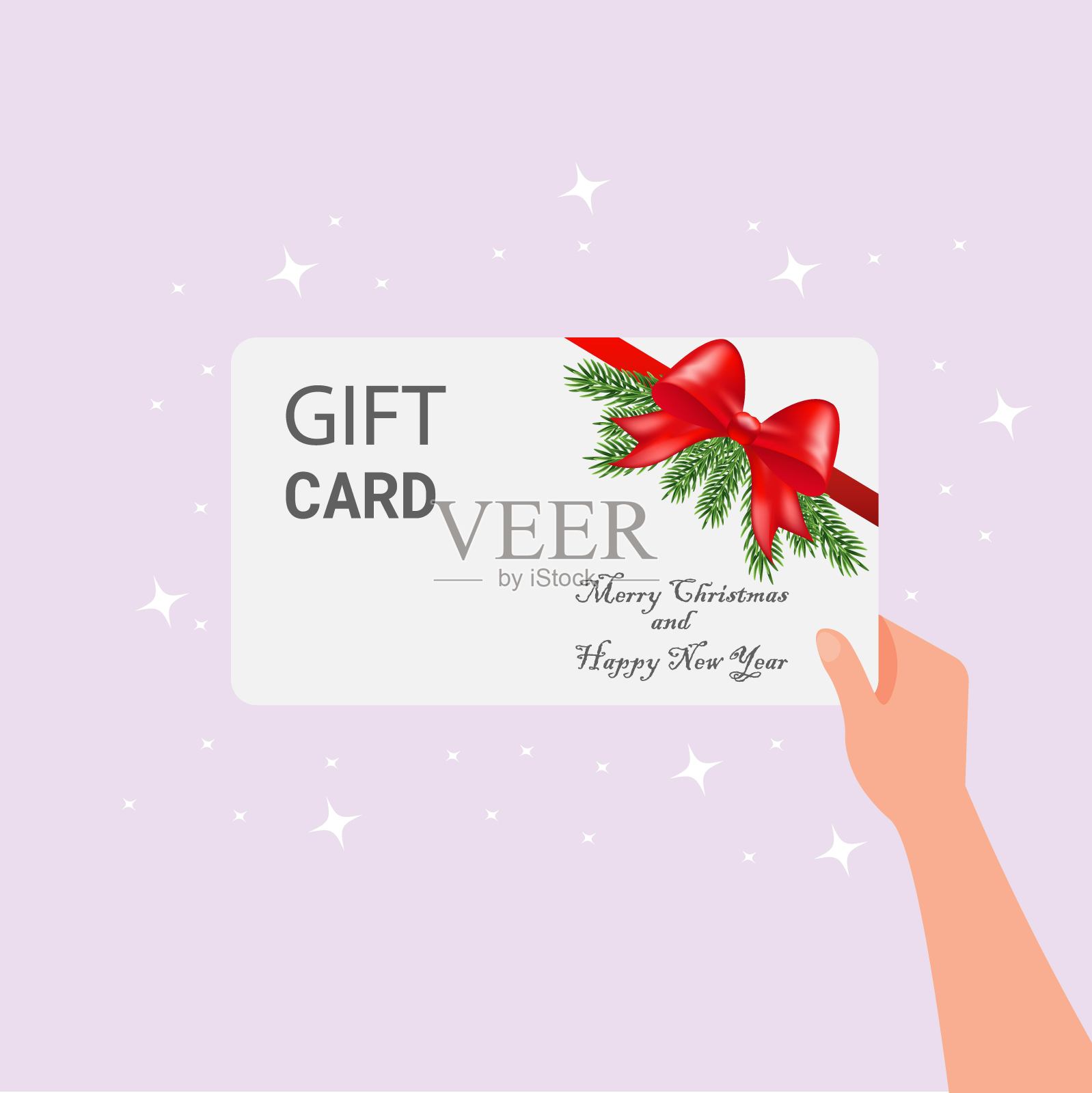 礼品卡在手插画图片素材