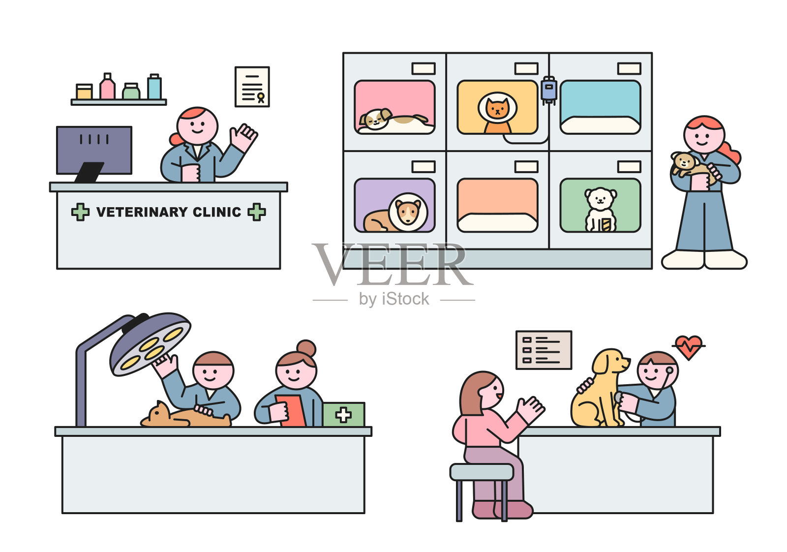 狗医院插画图片素材