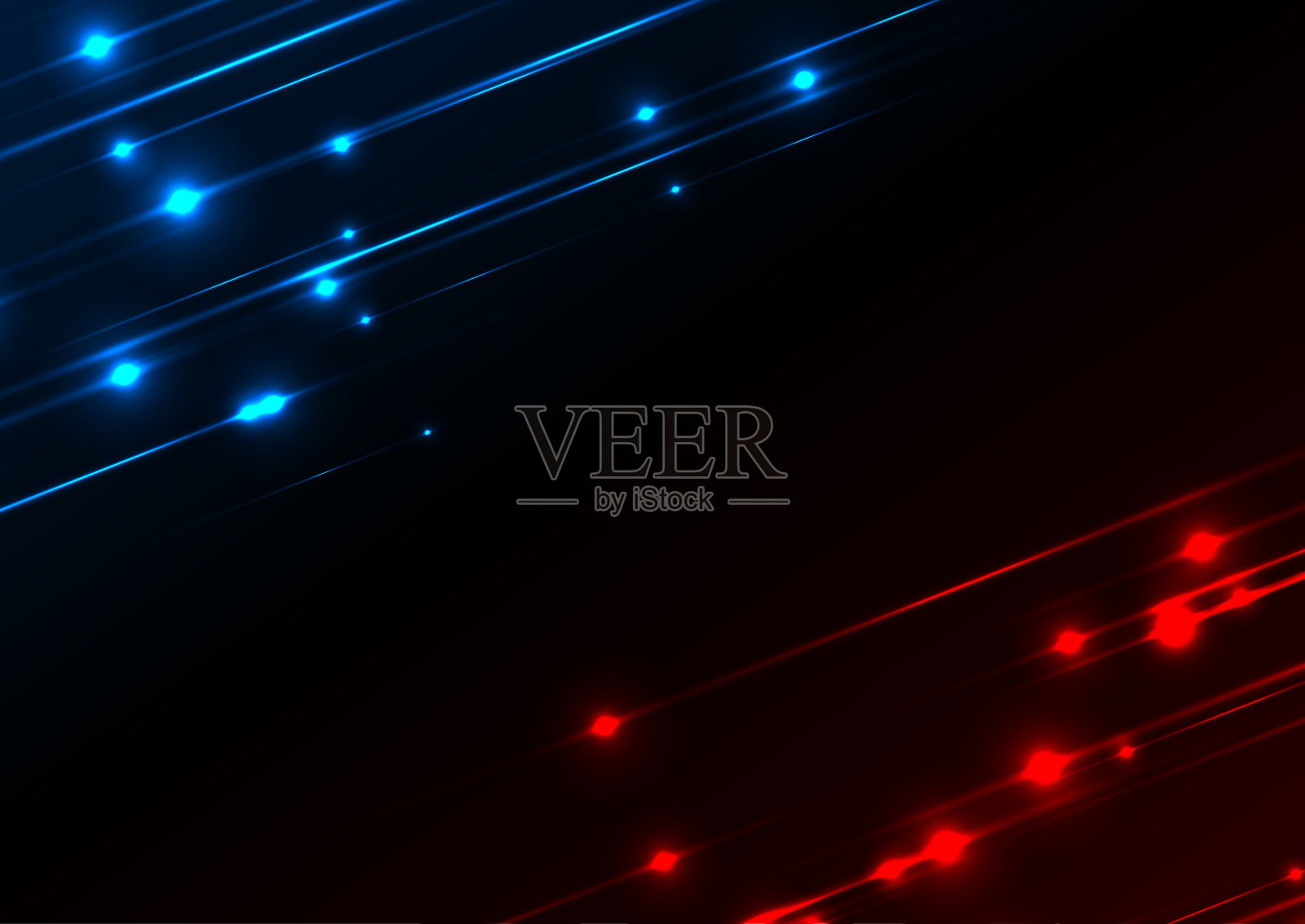 蓝色和红色霓虹发光激光线高科技背景插画图片素材