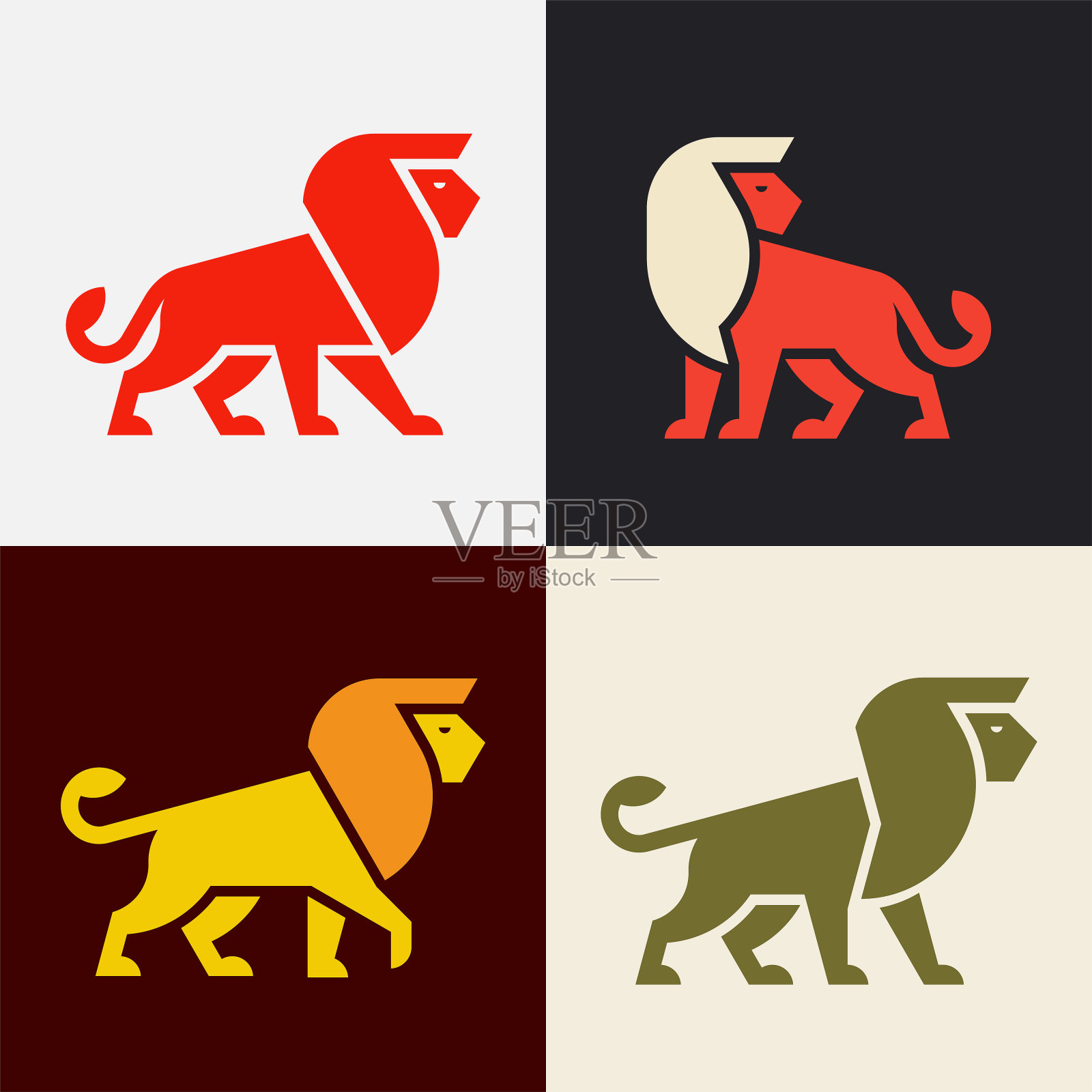 一套狮子，狮子标志插画图片素材