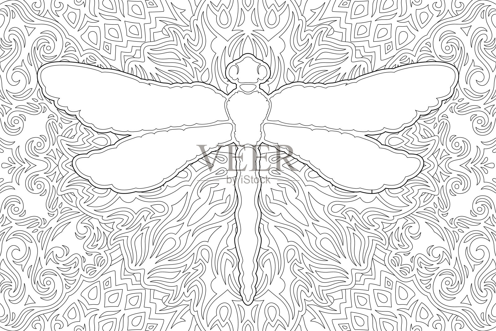 彩色书艺术与白色蜻蜓剪影插画图片素材